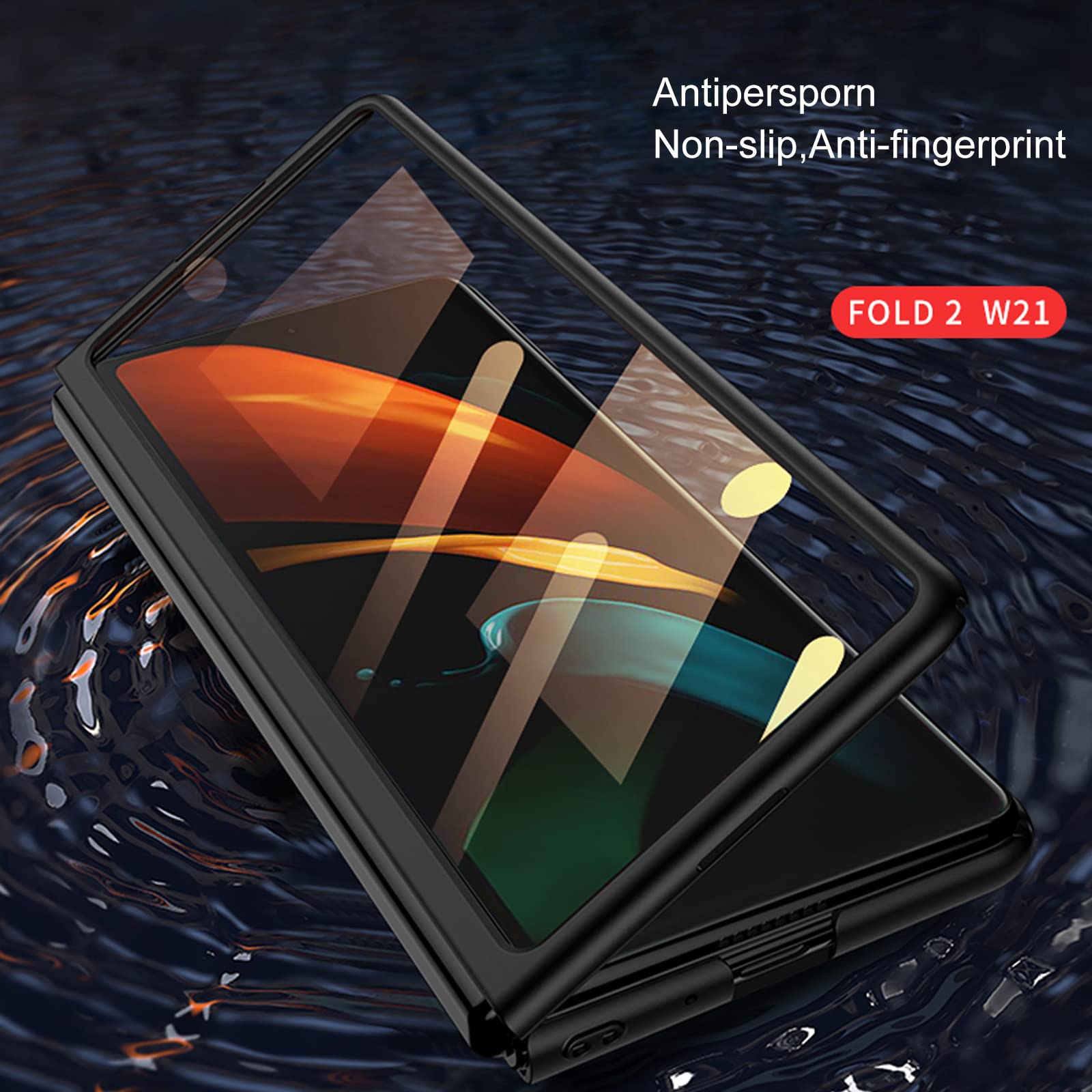 Topsem Case For Samsung Galaxy Z Fold 2 5G,Case With Glass Tempered Film,Ultra Thin Anti Knock Combination Film Hard Matte Shock