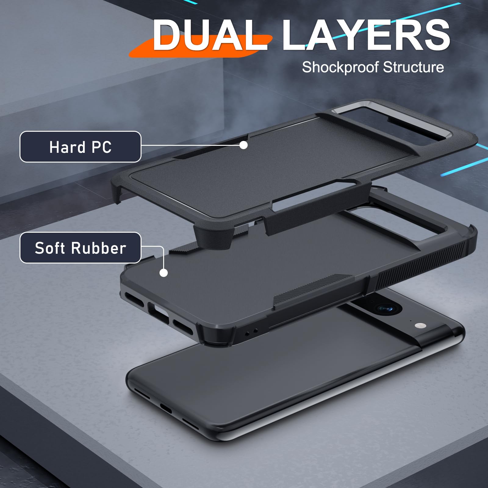 Janmitta For Google Pixel 8A Case With Screen Protector+Camera Lens Protector+Wrist Strap Lanyard,Heavy Duty Shockproof Full Bod