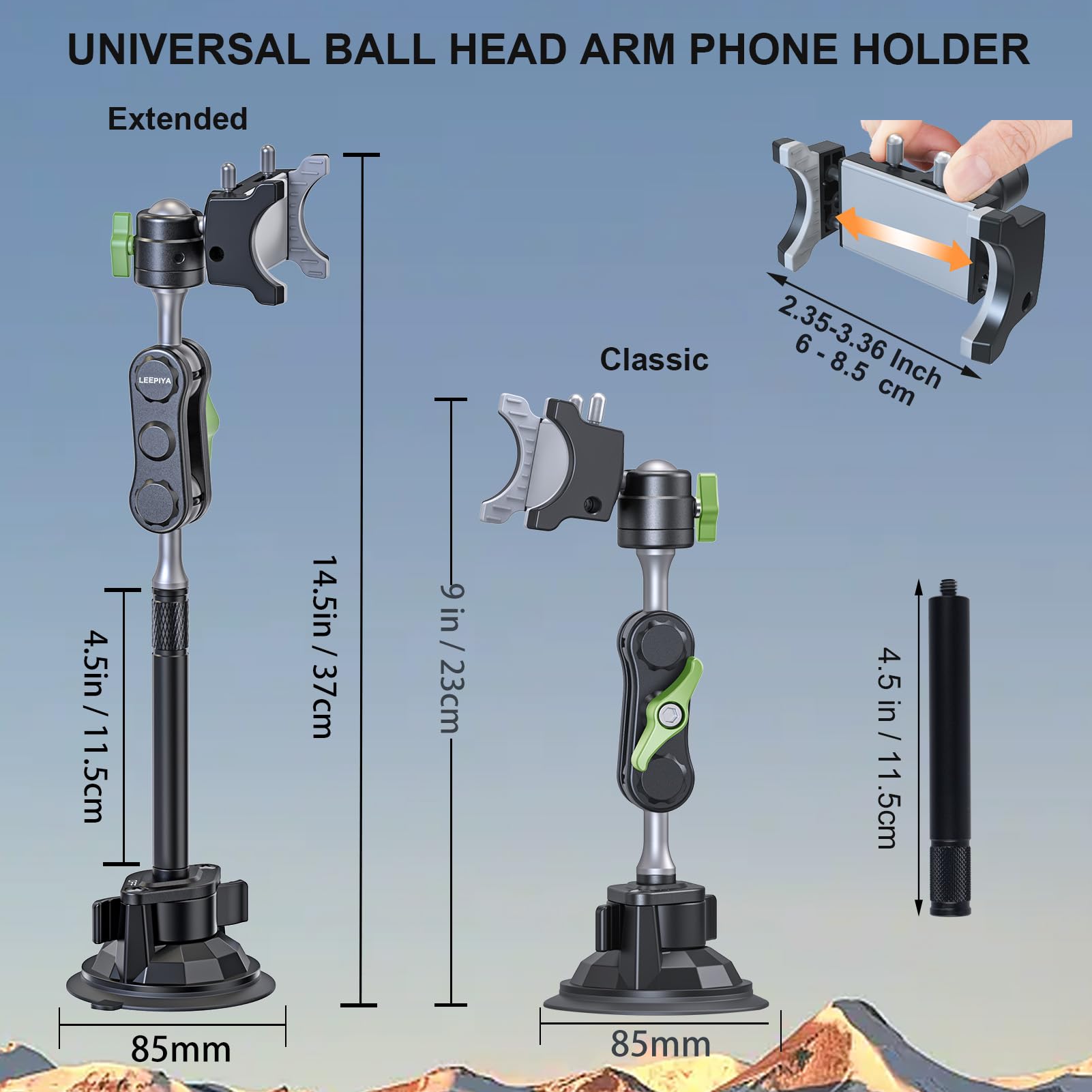 Leepiya Car Phone Mount Video Recording Universal Magic Arm Suction Car Phone Holder Mount Windshield Window Glass Dashboard Vlo