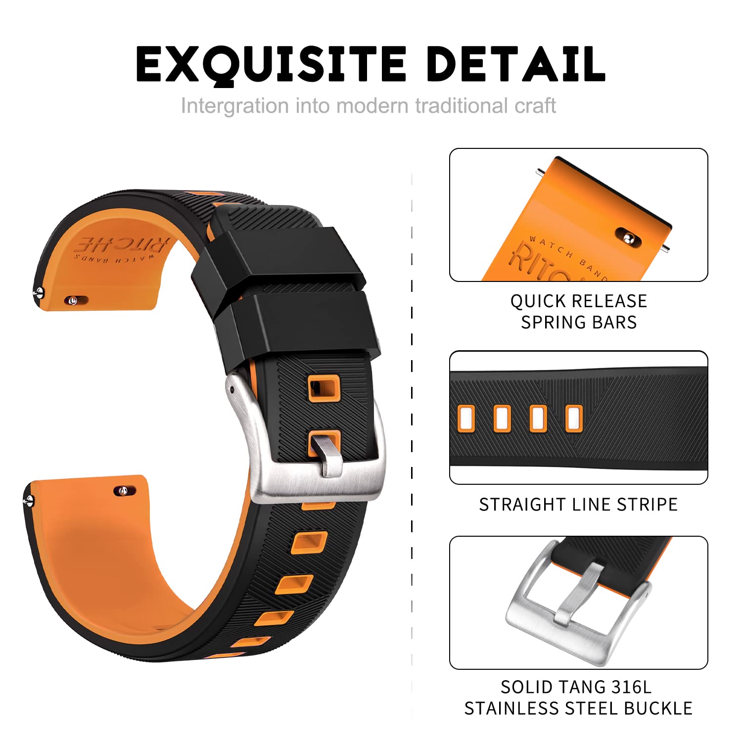 Ritche Christmas Stocking Stuffers 22Mm Silicone Watch Band Quick Release Rubber Watch Bands For Men Women, Valentine'S Day Gift