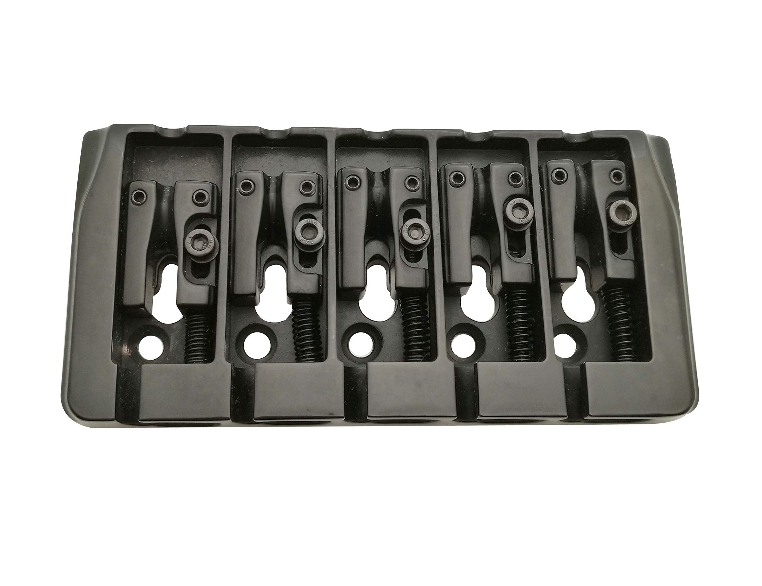 Guyker 5 String Bass Bridge With Locking Zinc Saddles   Dual Load Type A Bridges String Space 19Mm Replacement For Jazz Bass Or