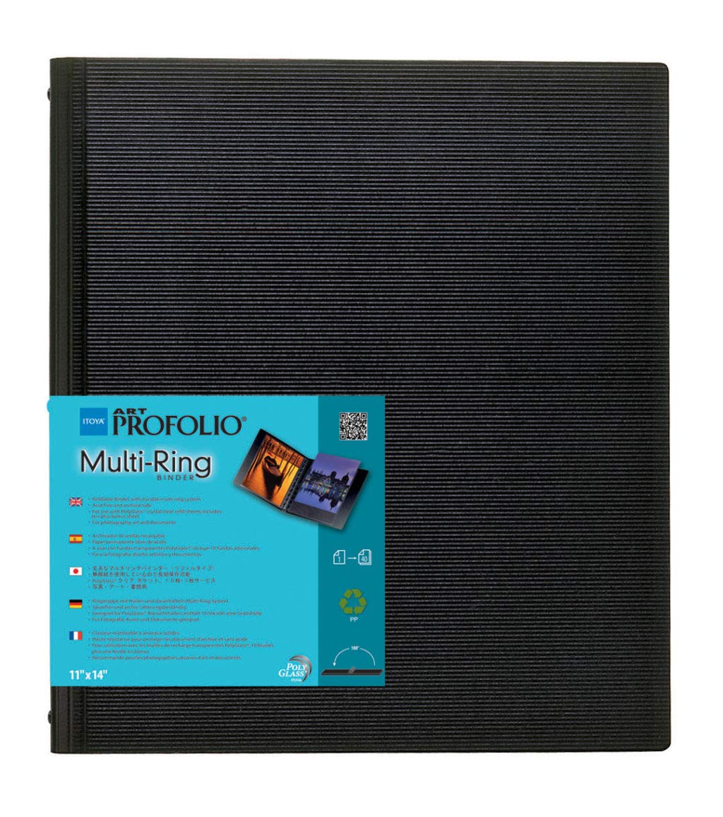 Itoya Rb 11 14 Itoya Rb1114 Multi Ring Binder, Refillable, 11 Inch X 14 Inch, Black, Black, 11X14