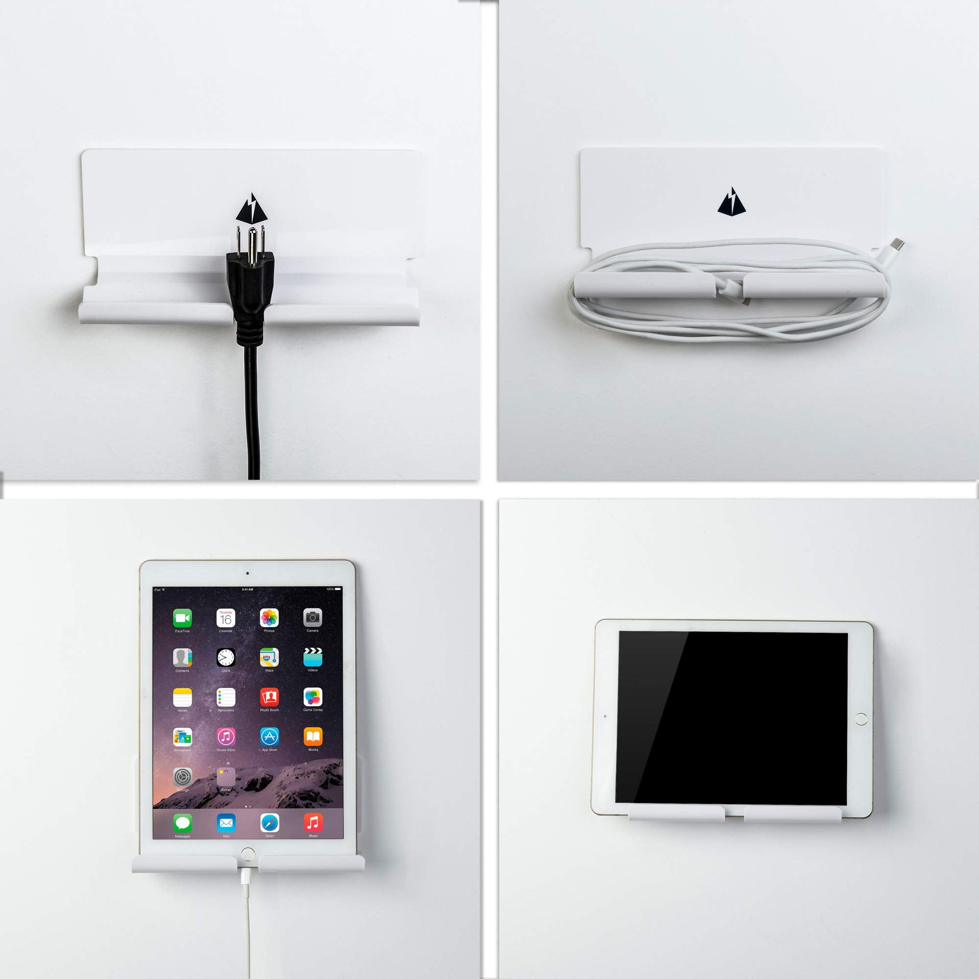 Txesign Adhesive Wall Phone Tablet Holder Mount Stand For Tablet Smartphones Ereader Wall Holder Mount Shelf (White)