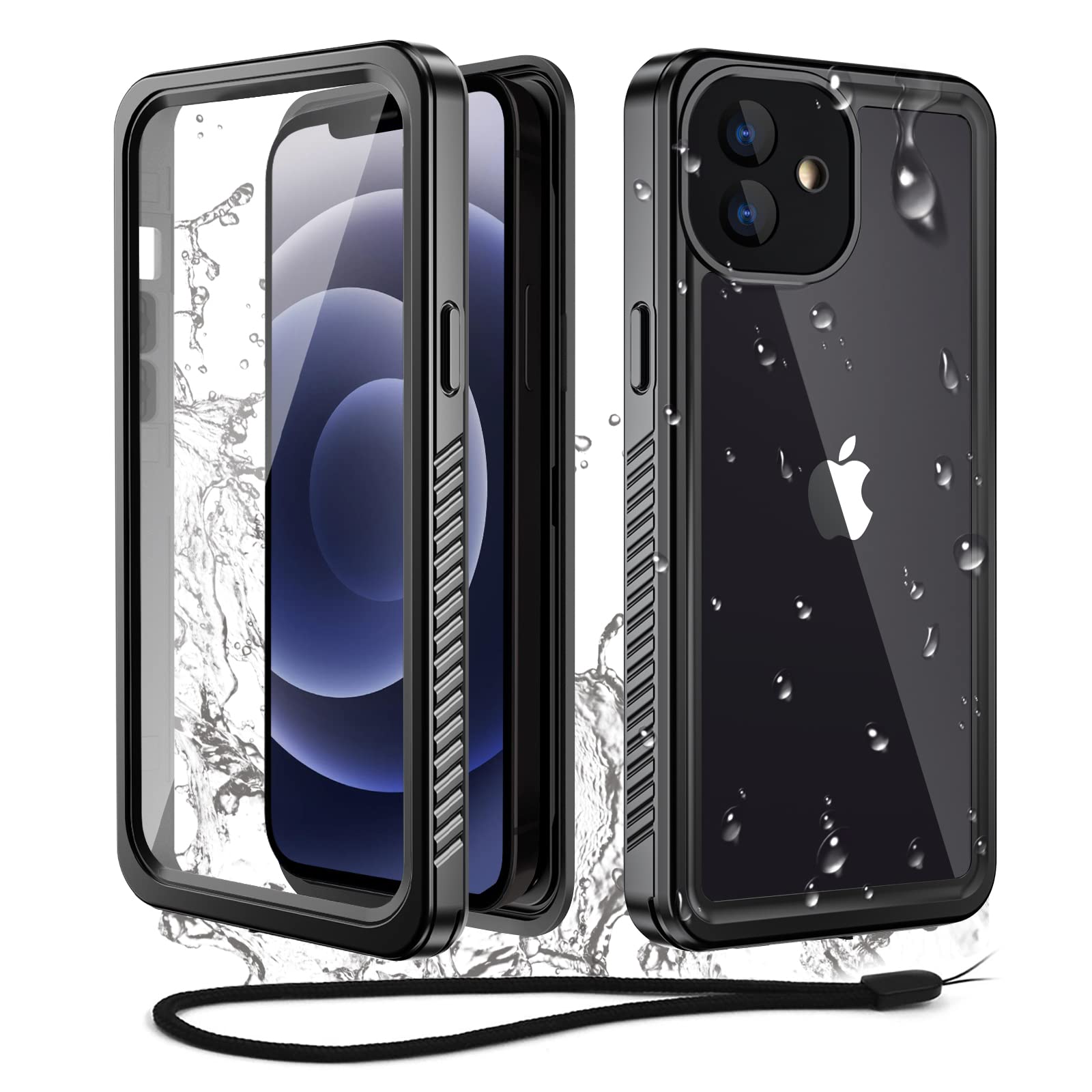 WIFORT for iPhone 12 Waterproof Case - [Certified Water Proof & Military Protection] with [Built-in Screen Protector], Full Body