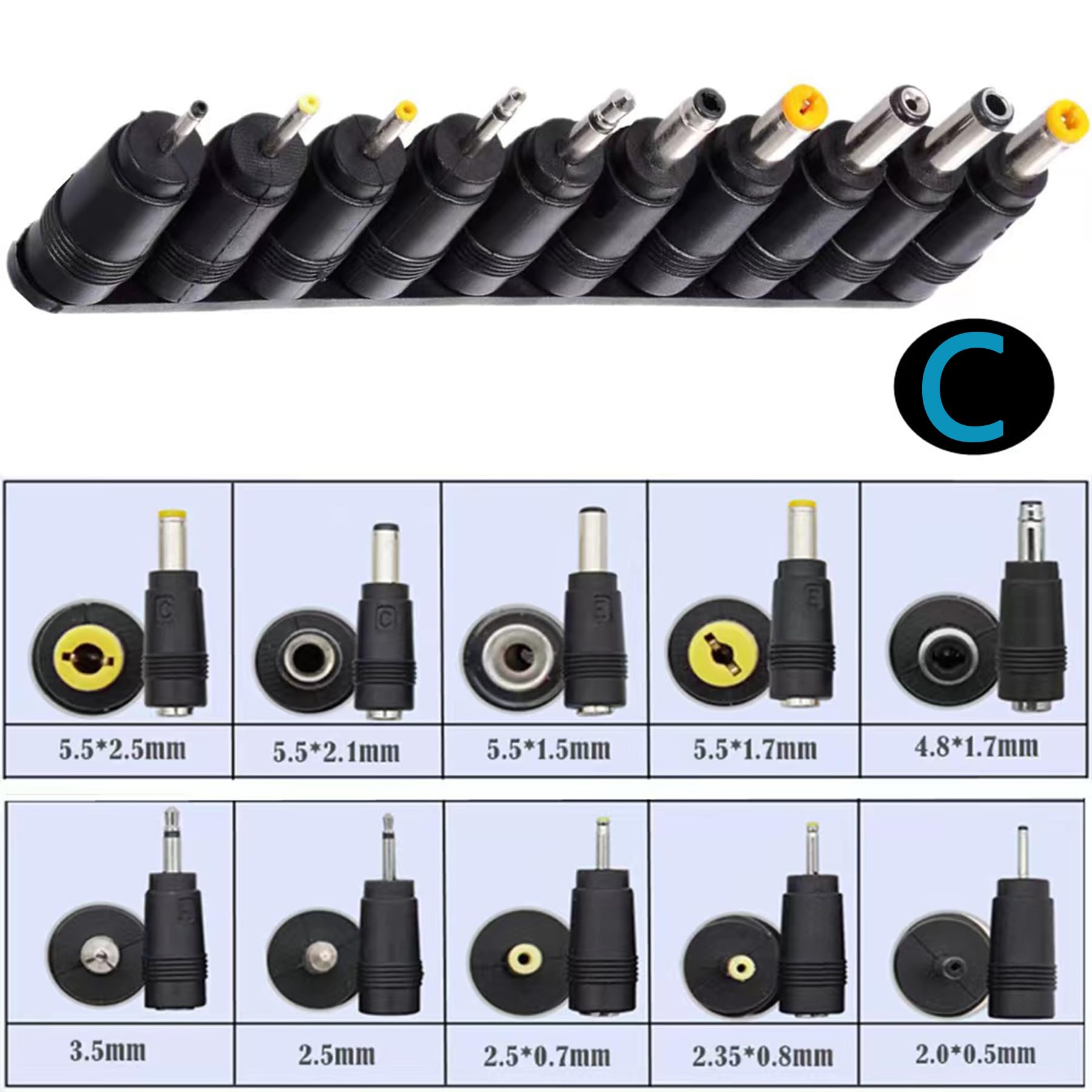 Minidodoca Laptop Dc Power Adapter Kits 41 Pcs Universal 5.5 Mm X 2.1 Mm Dc Ac Power Adapter Tips Connector For Thinkpad Power S