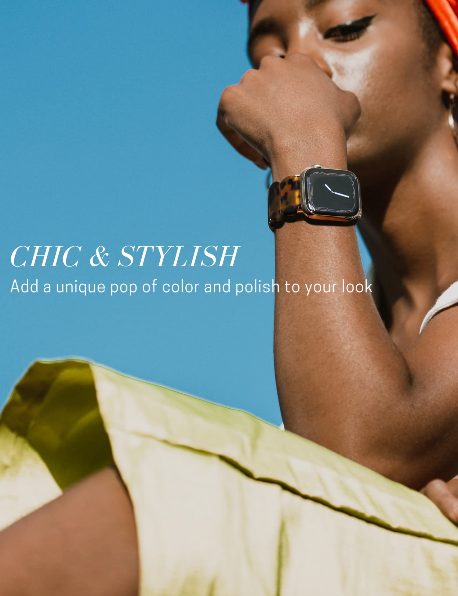 Heesch Tortoise Shell Watch Band For Apple 40Mm For Women Resin Stretchy Watch Strap Bracelet For Apple Watch Series 7 Band For