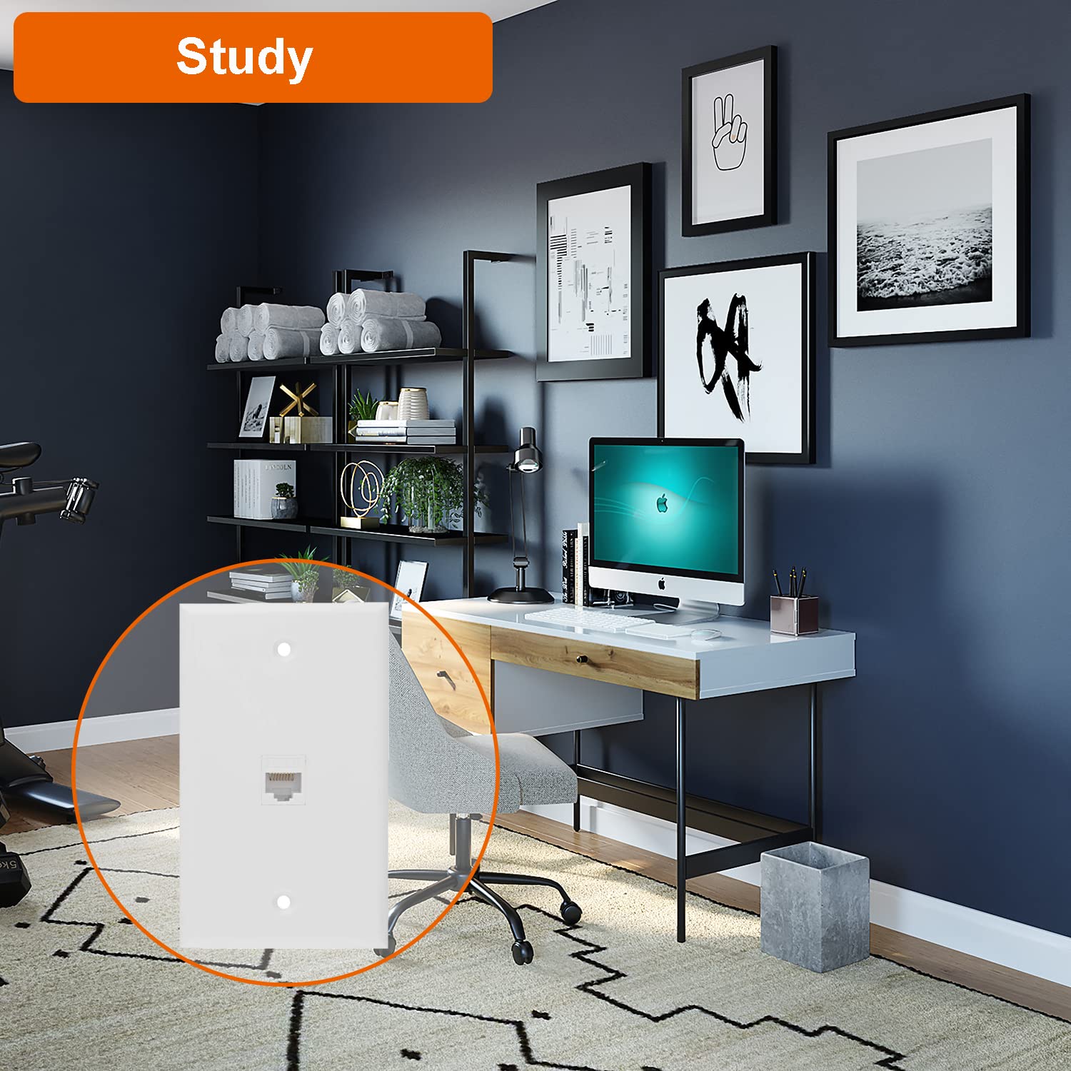 Ricnos Ethernet Wall Plate, 1 Port Cat 6 Rj45 Keystone Female To Female Wall Plate Compatible With Cat7/6/6E/5/5E Ethernet Devic