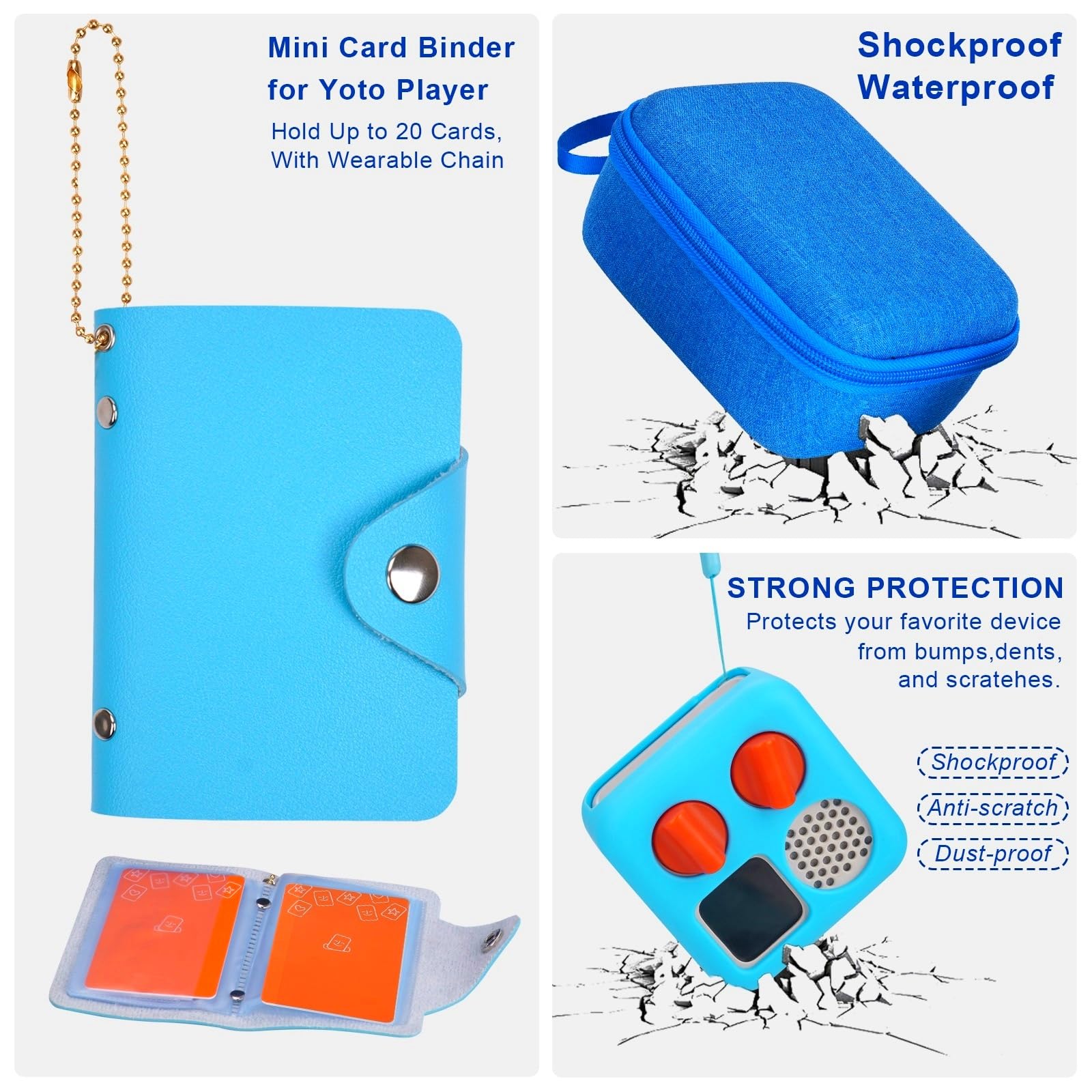 Youknow Hard Case And Silicone Cover For Yoto Mini Player, Kids Audio Music Accessory With Card Case Holder For Up To 20 Cards (