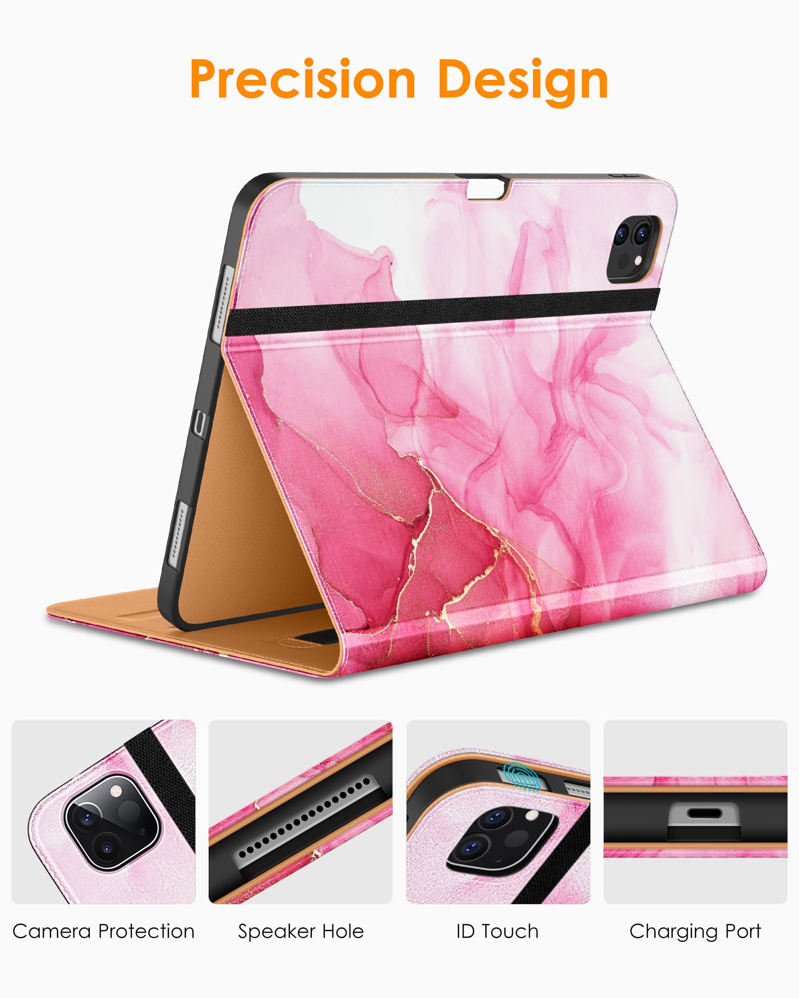 Dtto Ipad Pro 12.9 6Th / 5Th / 4Th / 3Rd Generation Case 2022/2021/2020/2018, Premium Leather Folio Stand Cover With Built In Ap