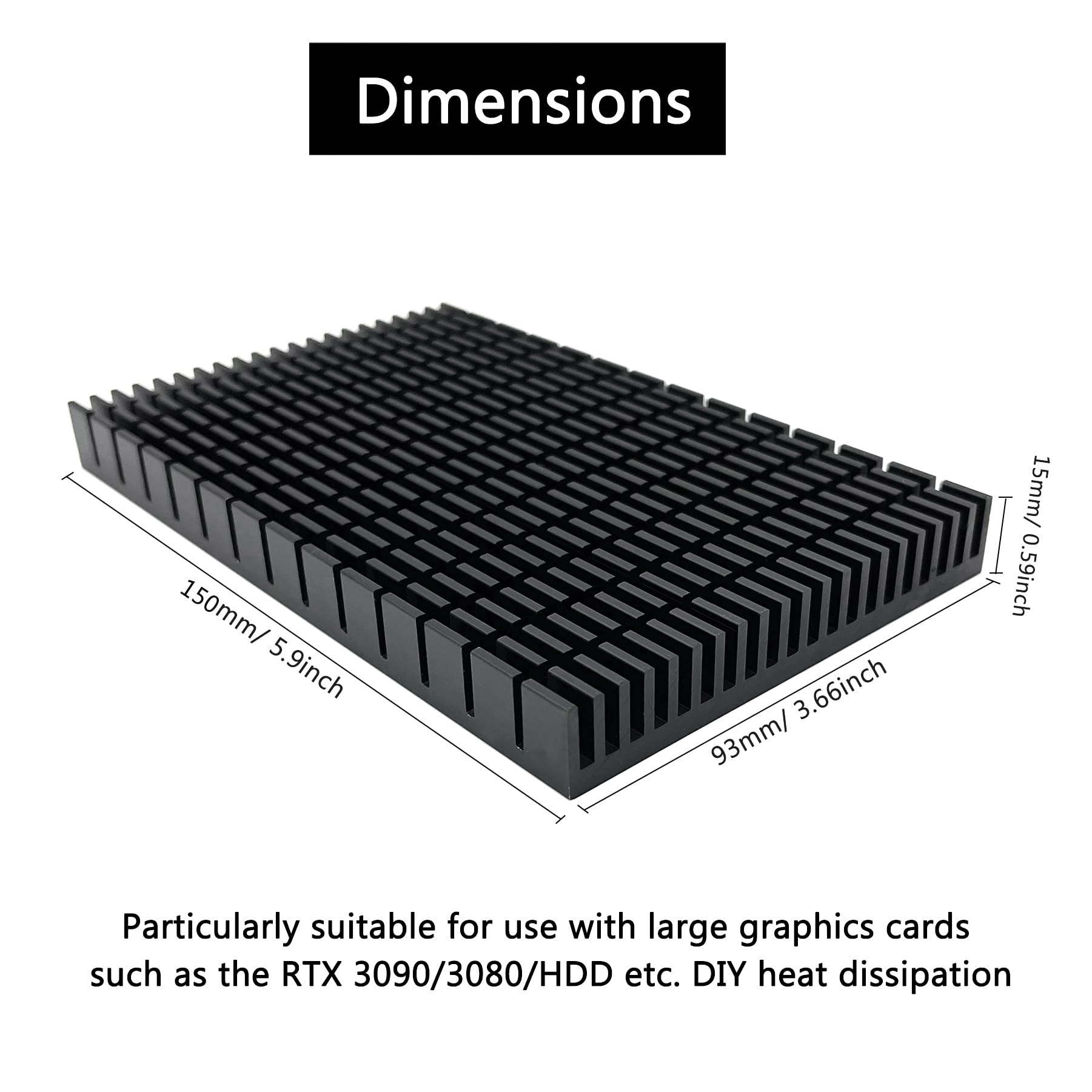 Awxlumv Aluminum Heat Sink 150Mmx93Mmx15Mm/ 5.9X3.66X0.59 Inch High Power Large Heatsink Module Cooler Fin For Pcb Board Led Mot