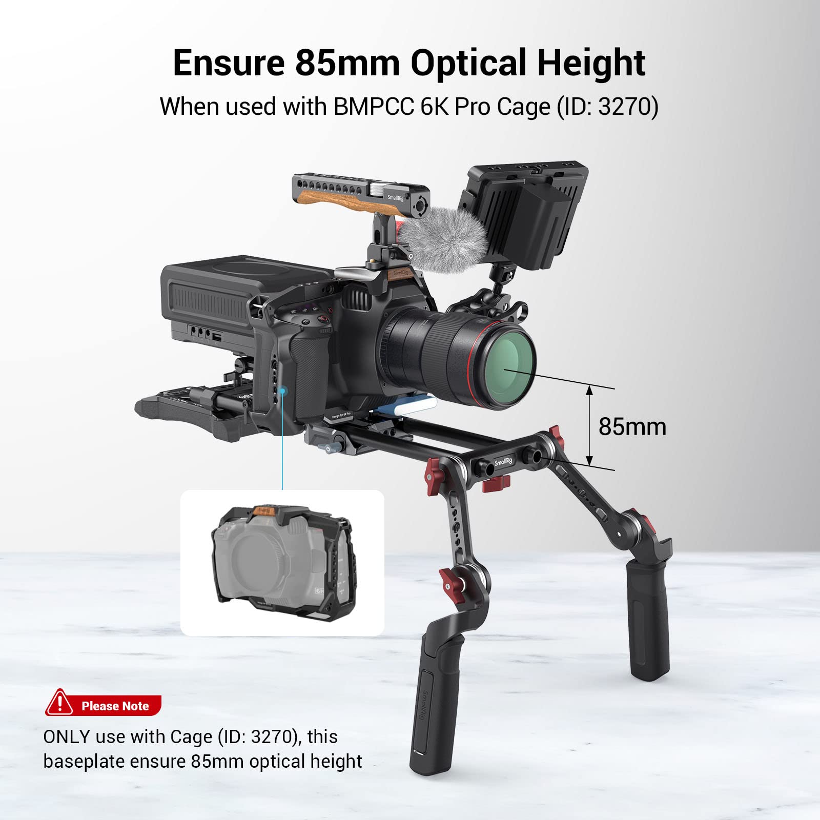 Smallrig Universal Lws Baseplate Compatible With Dslr And Mirrorless Camera Cages, Comes With Dual 15Mm Rod Clamp   3357