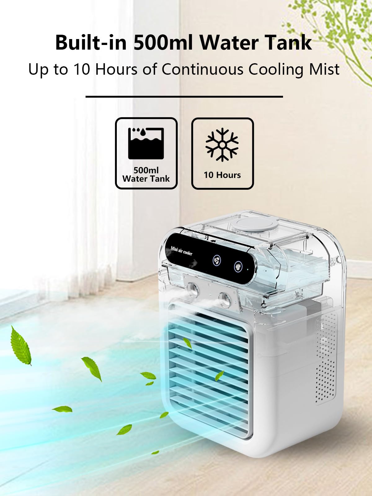 Portable Air Conditioner, 25W Rechargeable Personal Mini Ac Fan With Dual Spray & 2 Speed Settings, Small Evaporative Air Condit
