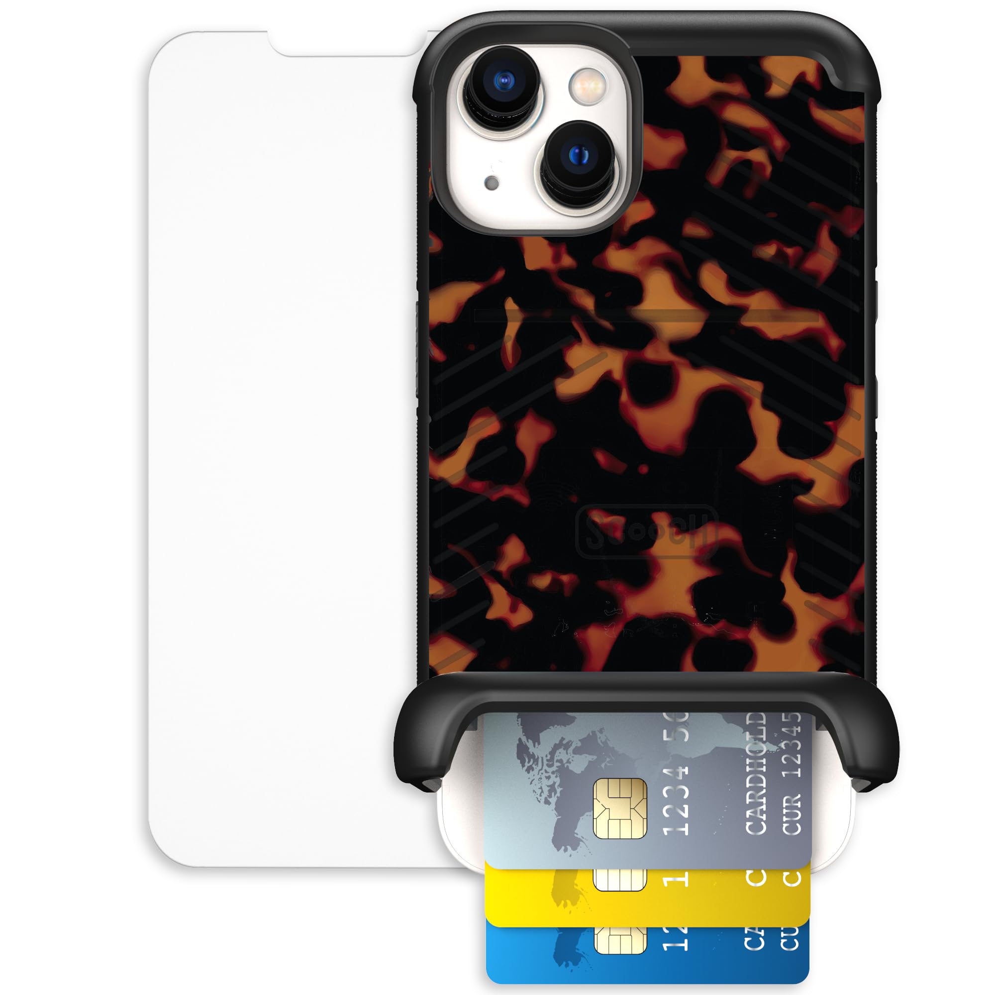 Scooch for iPhone 13 Case with Card Holder, Wingmate Wallet Case with Hidden Card Slot and RFID Protection, Bundled with Tempere