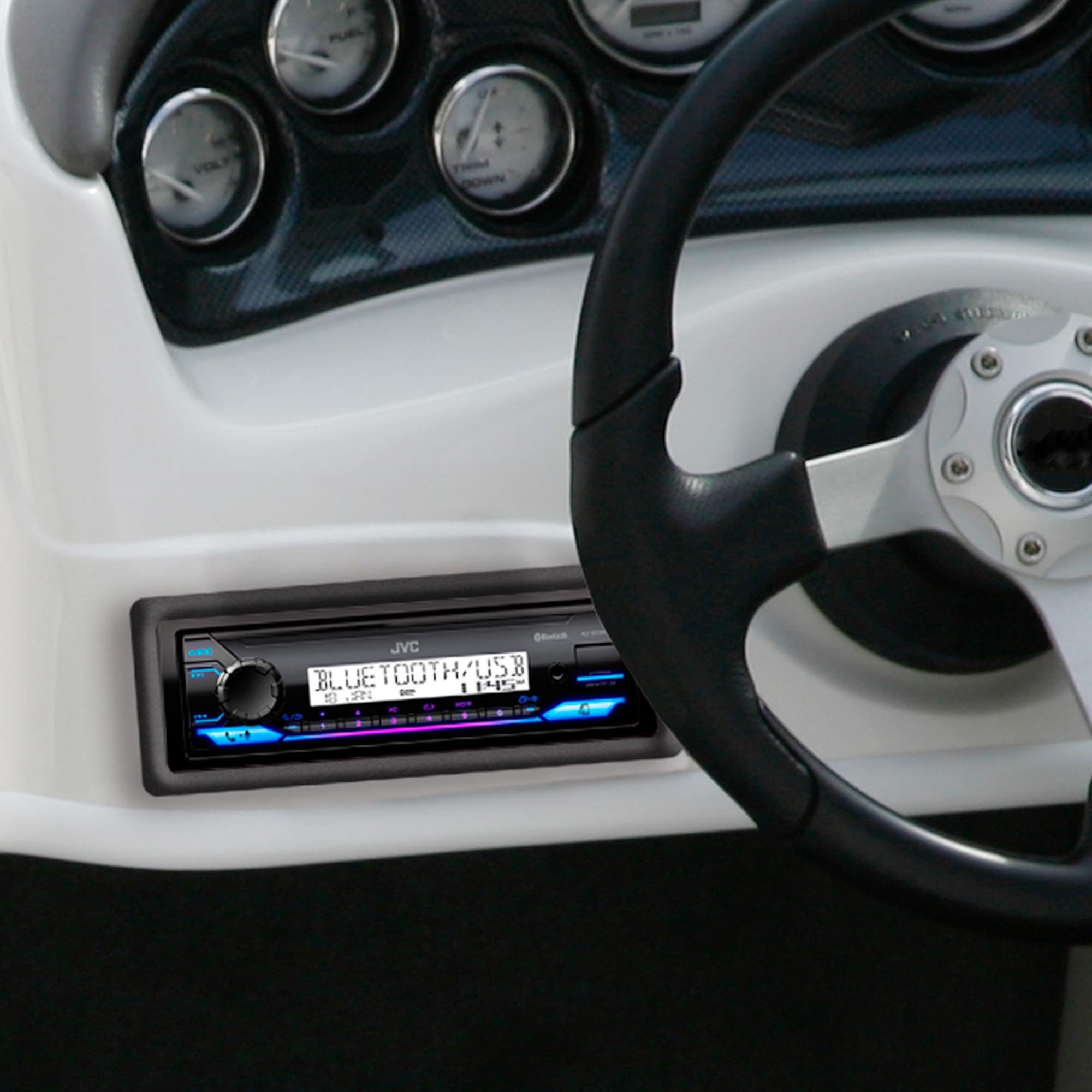 Jvc Kd Sx38Mbt Car Stereo With Bluetooth, 4 Ch Marine Radio Receiver, Am/Fm Single Din Radio, Aux In, Usb, Streaming, Rgb Illumi