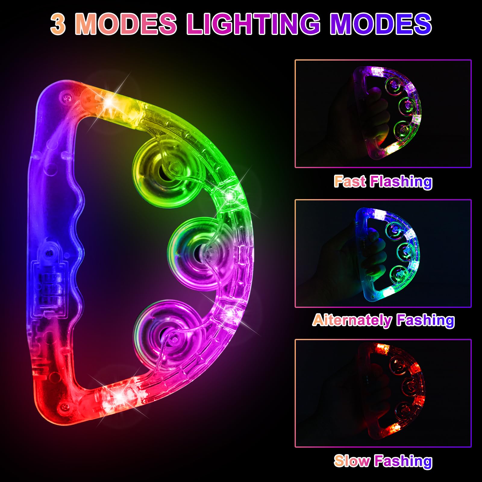 Aywewii Led Tambourine, Light Up Toys Handheld Musical Flashing Tamborine Autism Toys Party Supplies For Birthday Anniversaries