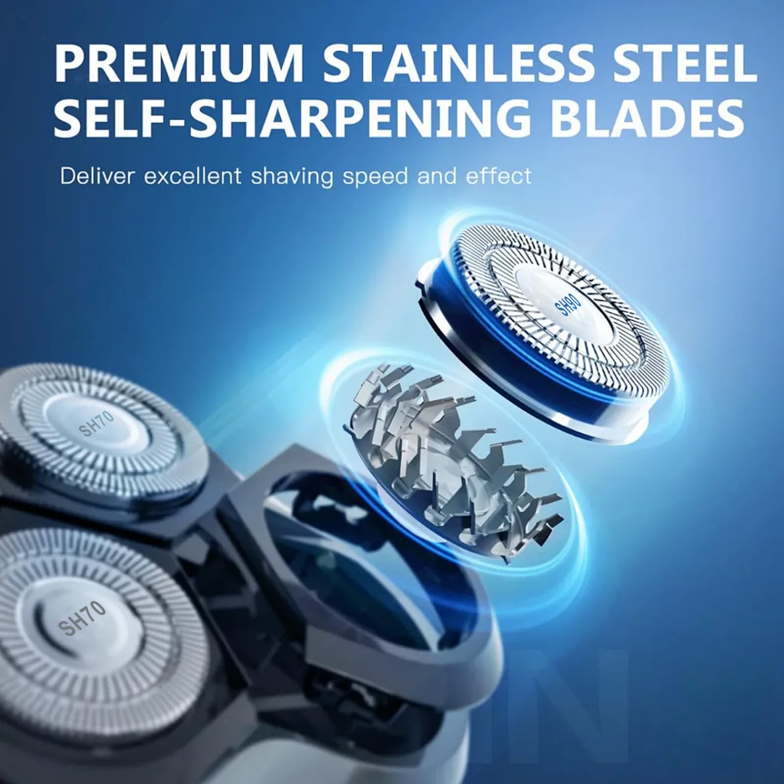 Sh90 Replacement Heads Compatible With Philips Norelco Series 9000(S9Xxx) 8000(S8Xxx) Electric Razor Shaver, Upgrade Sh90/62 Rep