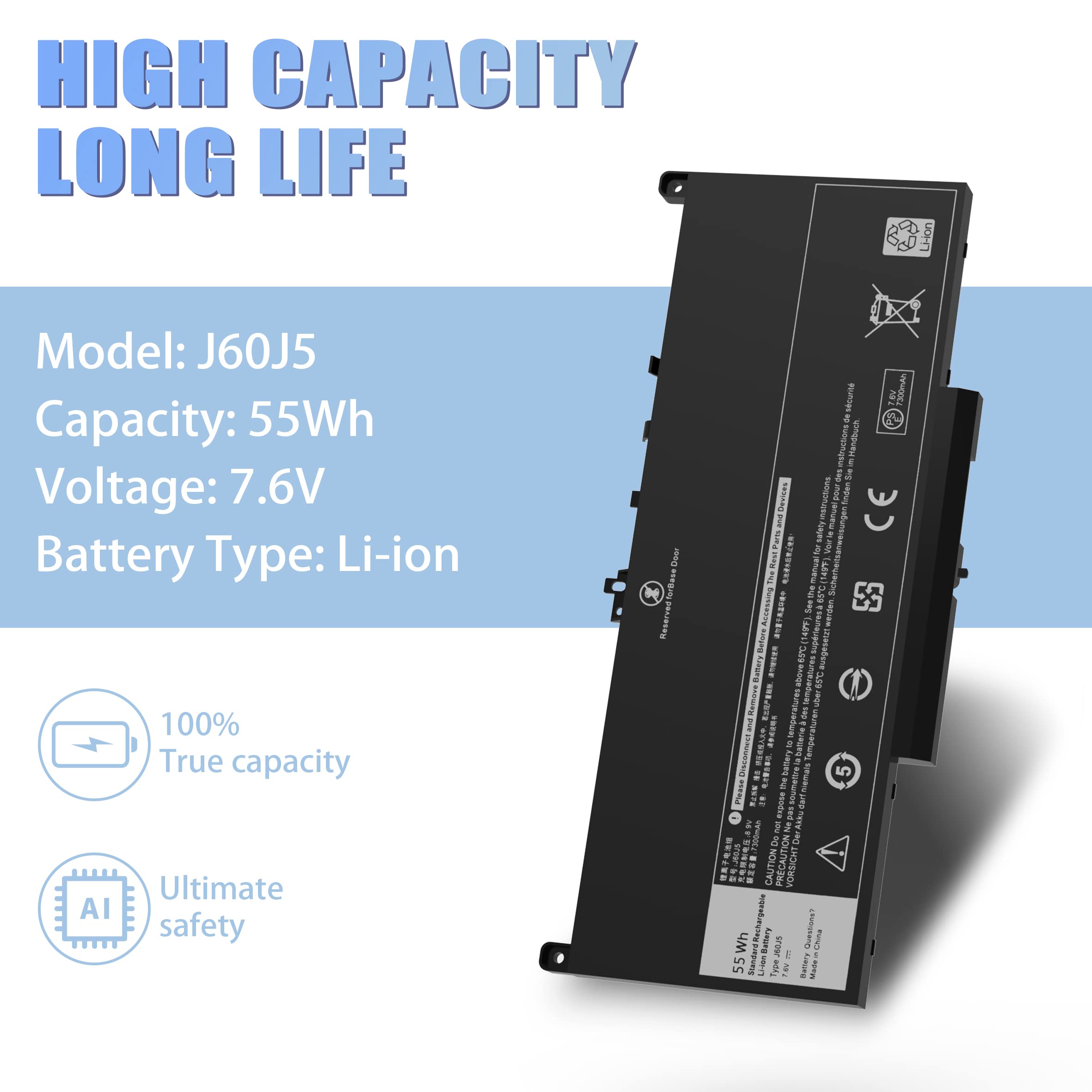 Vnyunqwe E7470 Battery E7270 Battery J60J5 Battery For Dell Latitude E7470 E7270 7470 7270 Laptop Battery, Type 1W2Y2 0Mc34Y Mc3