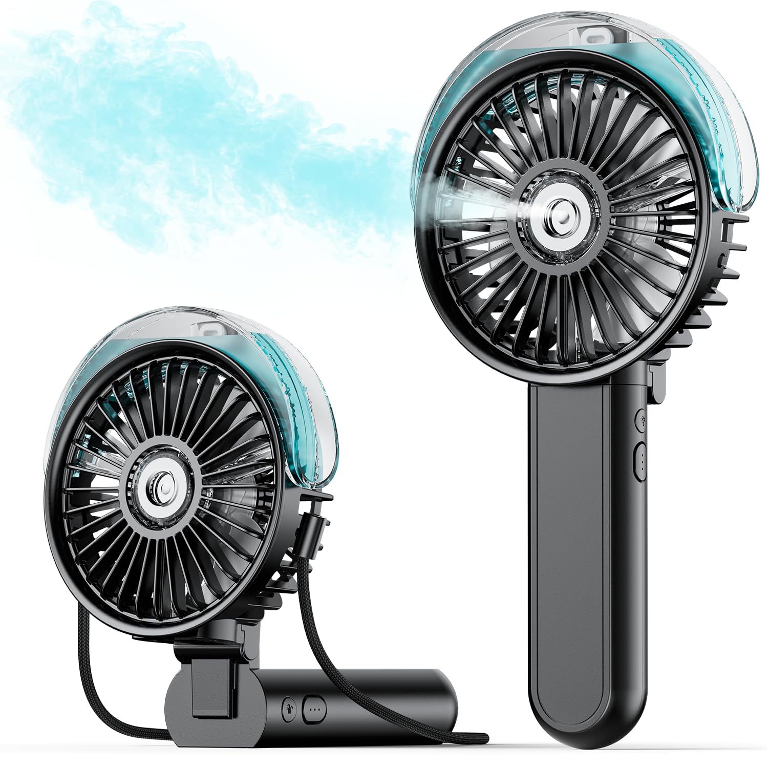 Sweetfull Portable Misting Fan   180 Foldable Handheld Personal Fan With Mist Spray, 3 Speeds, 30Ml Water Tank, Usb Rechargeable