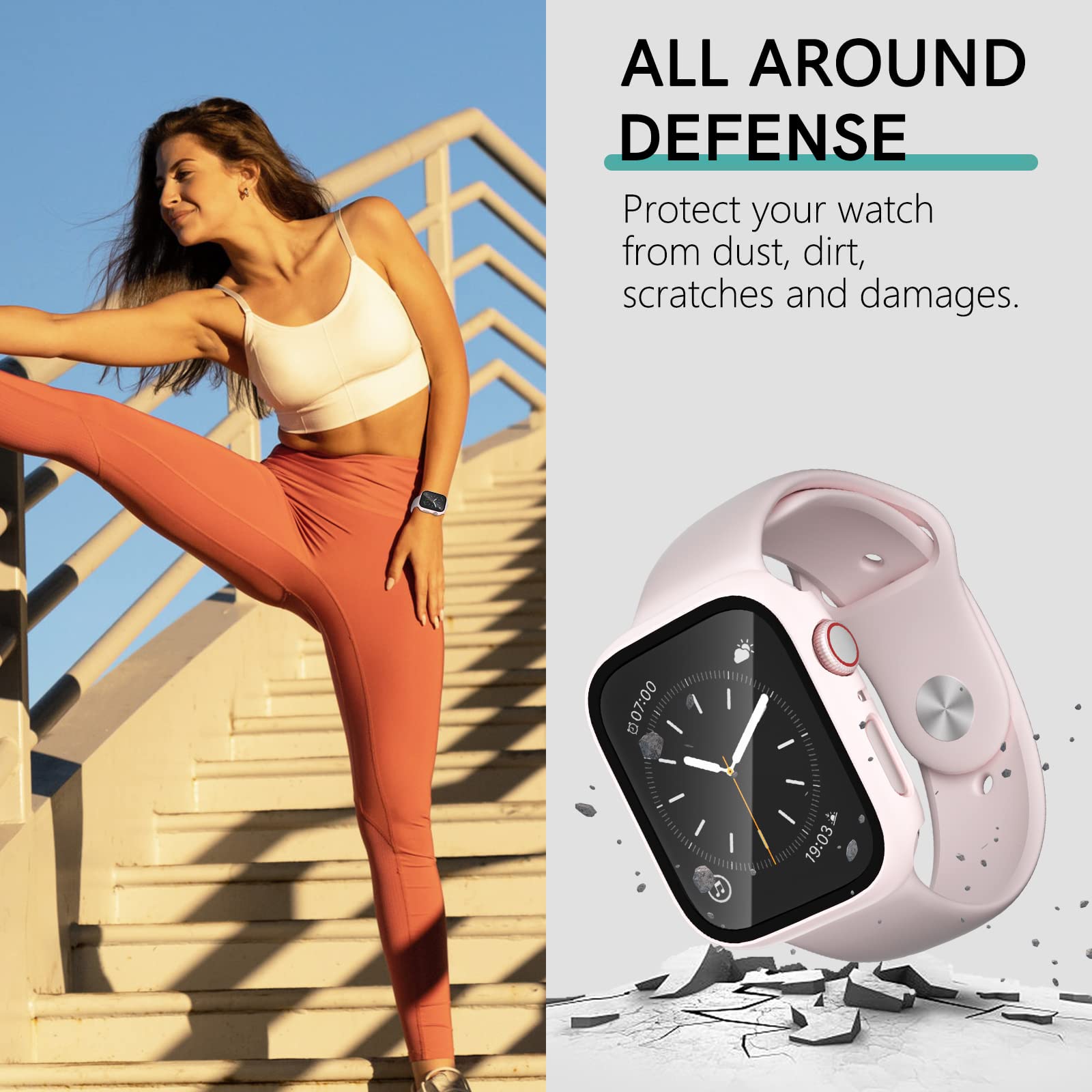 Commuter 16 Pack Apple Watch Series 8 41Mm Screen Protector, Hard Pc Ultra Thin Protective Face Cover With Built In Tempered Gla