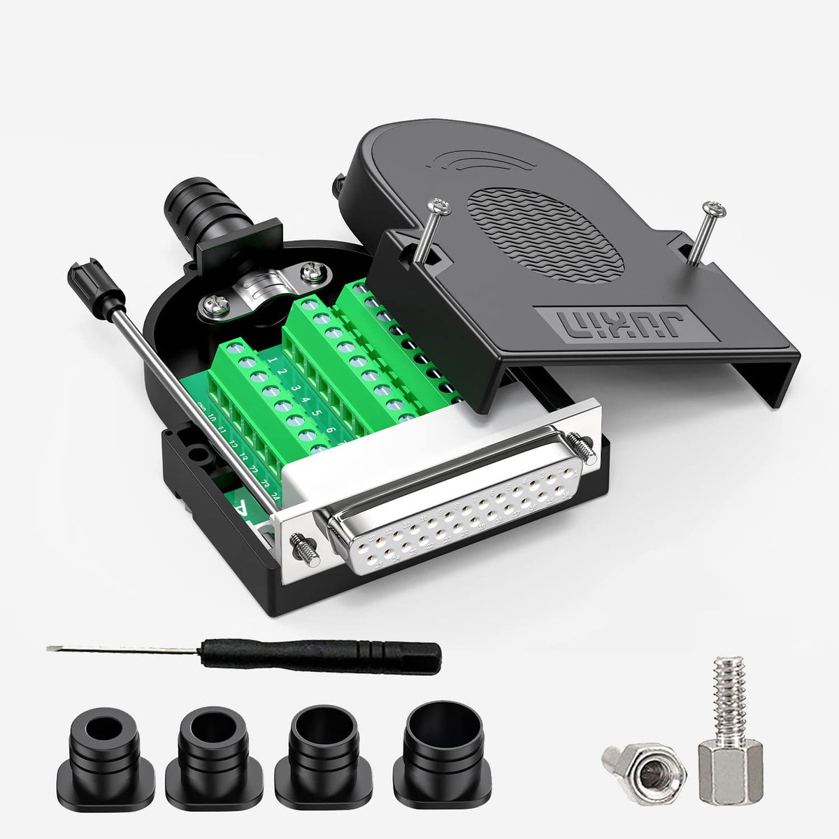 Juxinice No Soldering Needed Db25 Serial Adapters D Sub 25 Pin Female Rs232 Adapter To Terminal Connector Signal Module With Bolts Nuts And Screwdriver