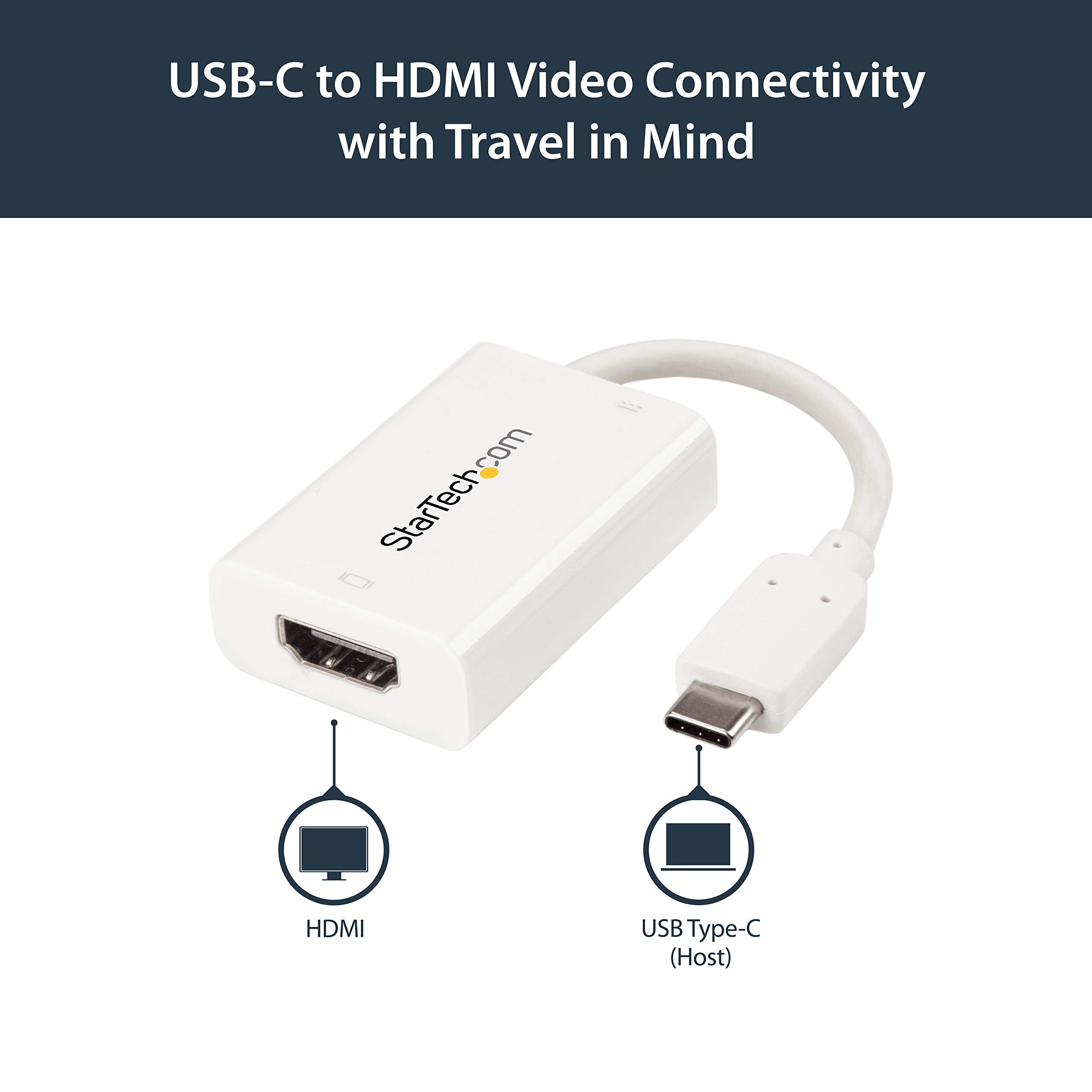 Startech.Com Usb C To Hdmi 2.0 Adapter With Power Delivery   4K 60Hz Usb Type C To Hdmi Display Video Converter   60W Pd Pass Th