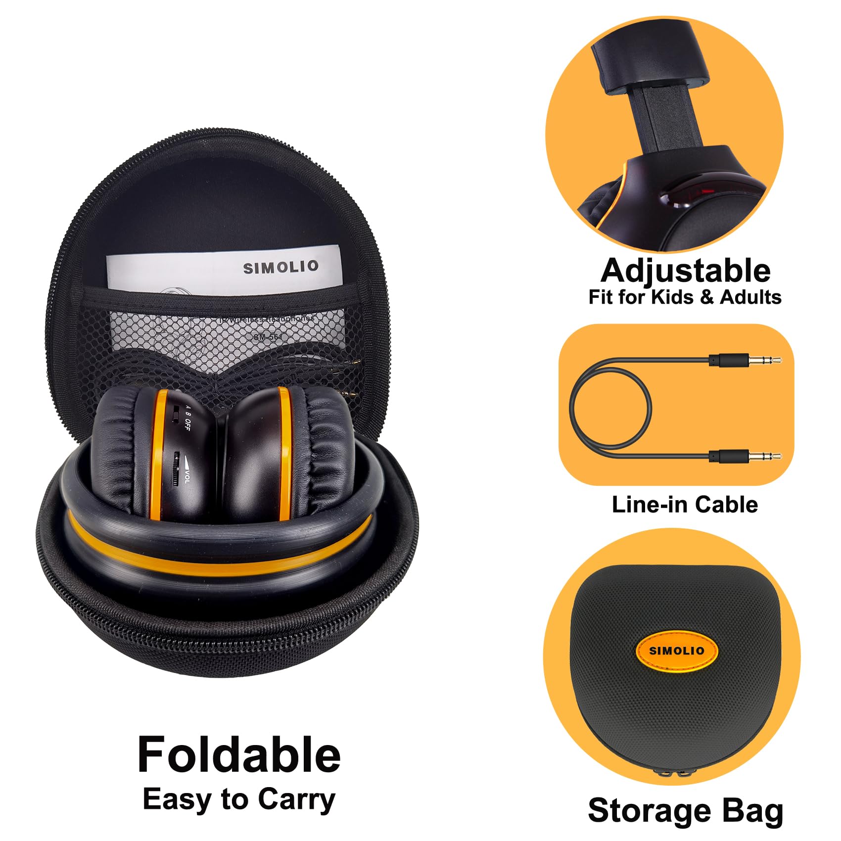 Simolio 3 Pack Wireless Ir Headphones For Honda & Odyssey, Cr V, Accord, Pilot, Ridgeline, Rdx, Mdx, With Carrying Cases/Aux Cor