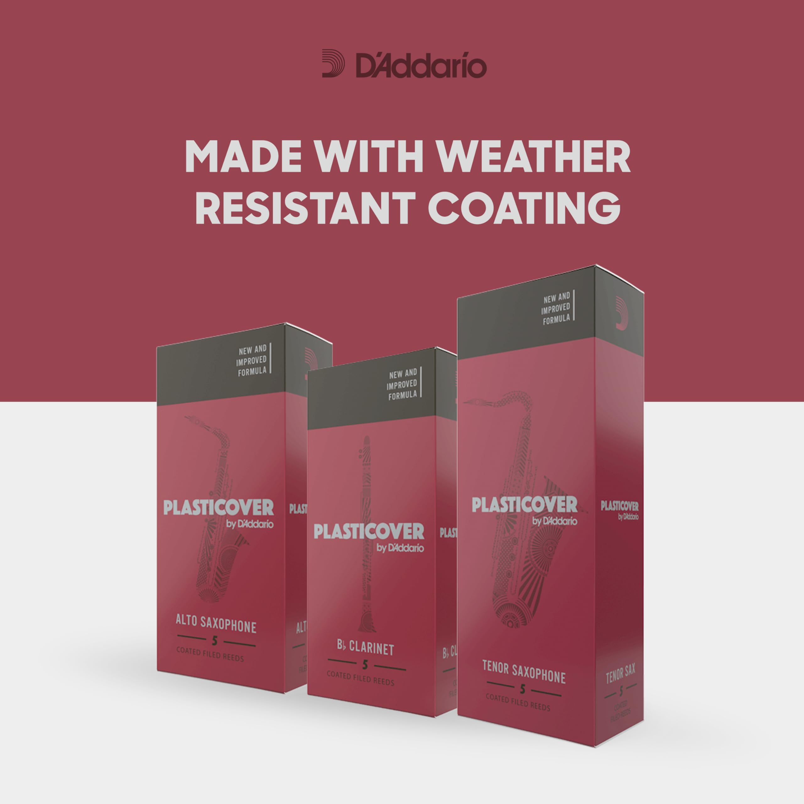 Daddario Woodwinds Plasticover Soprano Sax Reeds, Strength 2.5, 5-Pack