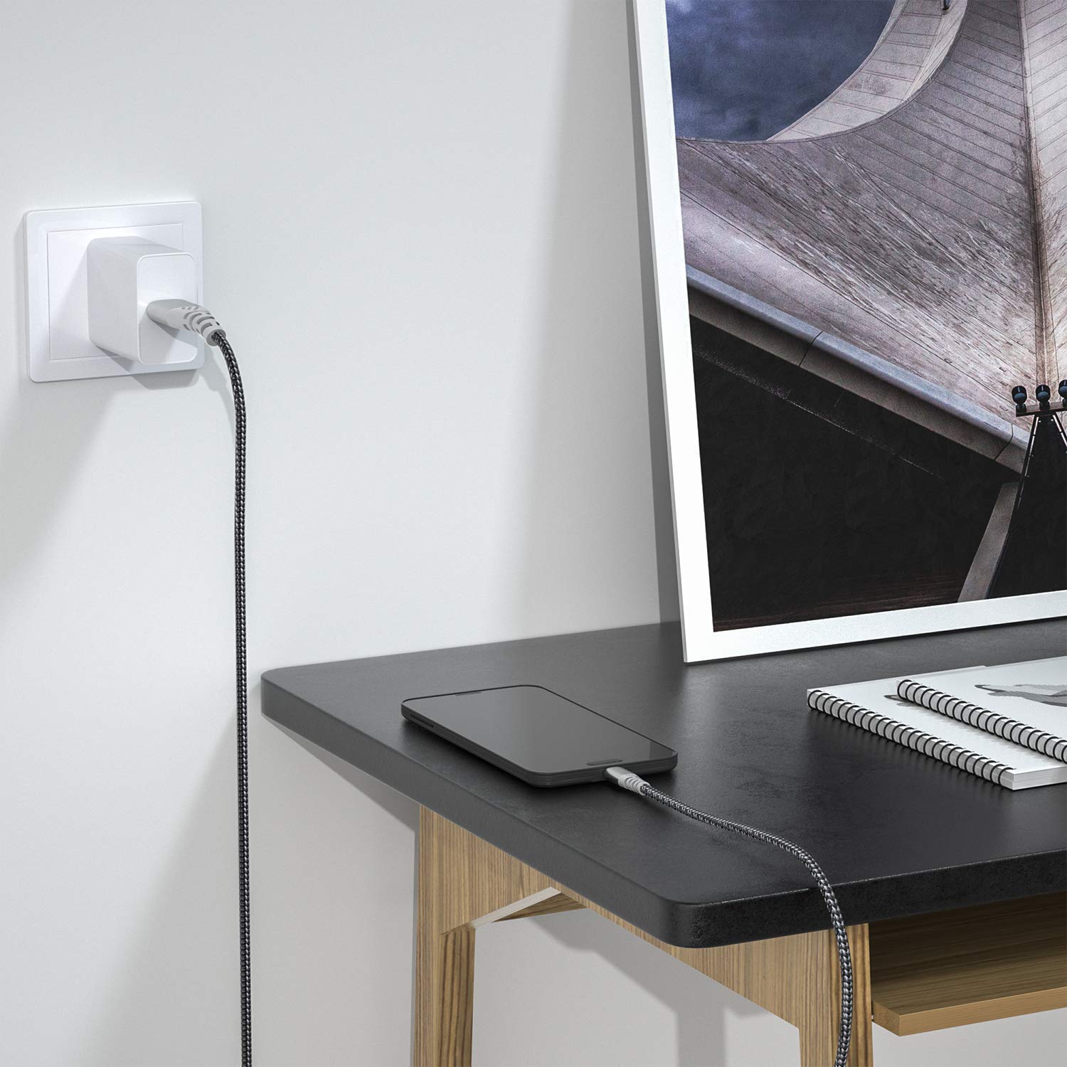 Fasgear Ps4 Micro Usb Cable 16Ft, 2 Pack Long Braided Fast Charging Data Sync Usb To Micro Usb 2.0 Cord Compatible For Playstation 4,Xbox One Controller,Galaxy S7/S6,Speaker,Baby Monitor (Black)