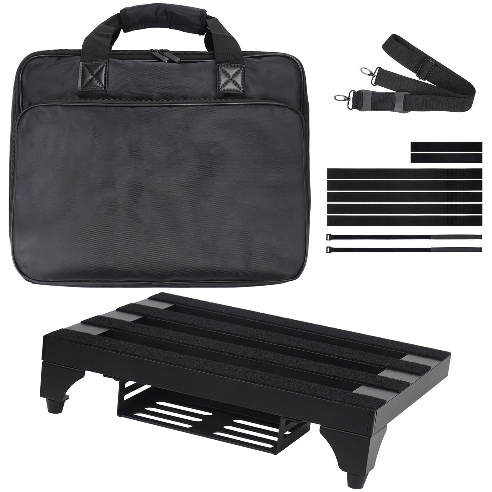 SOYAN Super Light 2.1 lb Guitar Pedal Board 14 x 10.6 Aluminum Alloy Pedalboard with Power Supply Cradle (Black, APB-14)