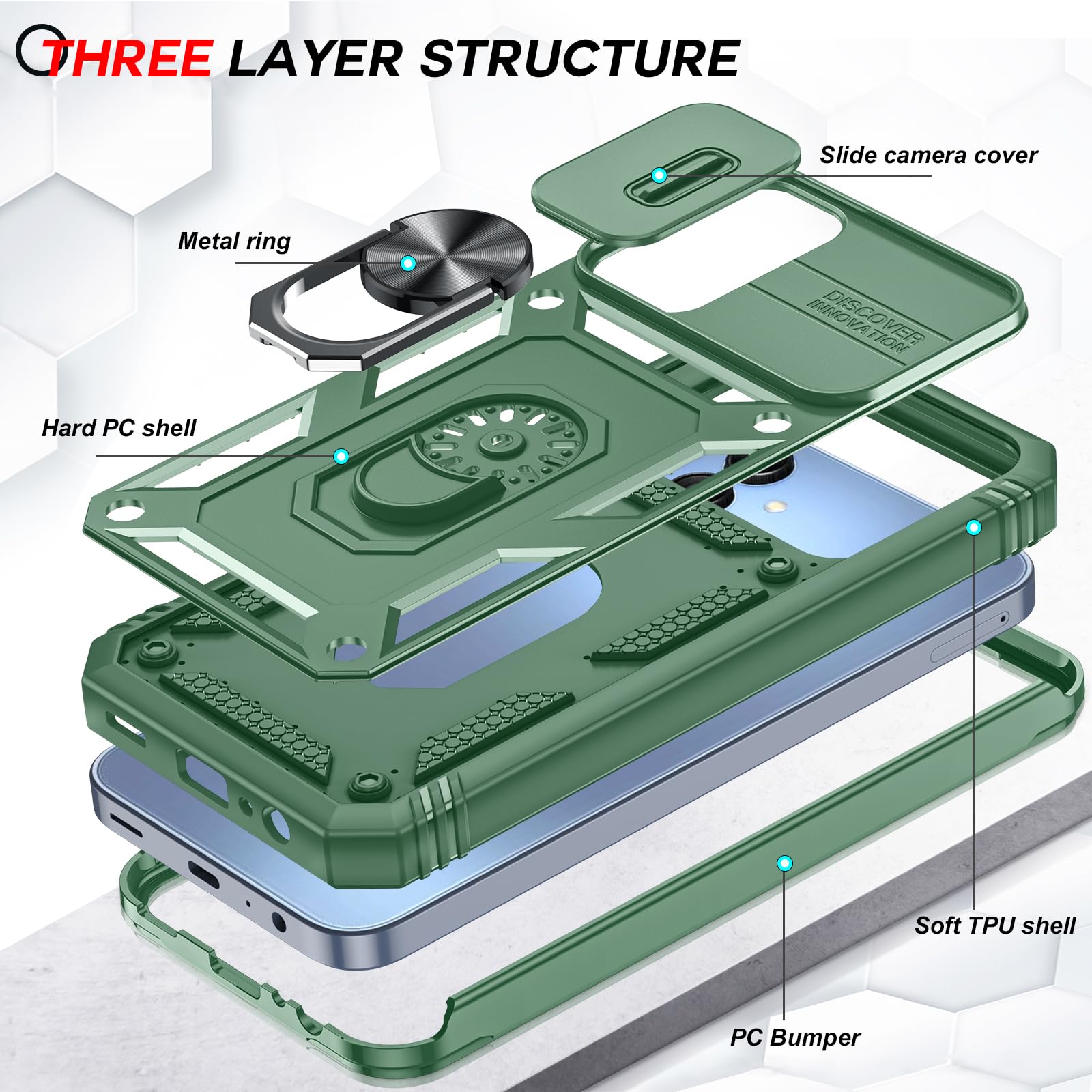 Leyi Compatible For Samsung A15 5G Phone Case: A15 5G Screen Protector With Galaxy A15 Case, Magnetic Rotatable Kickstand, Heavy