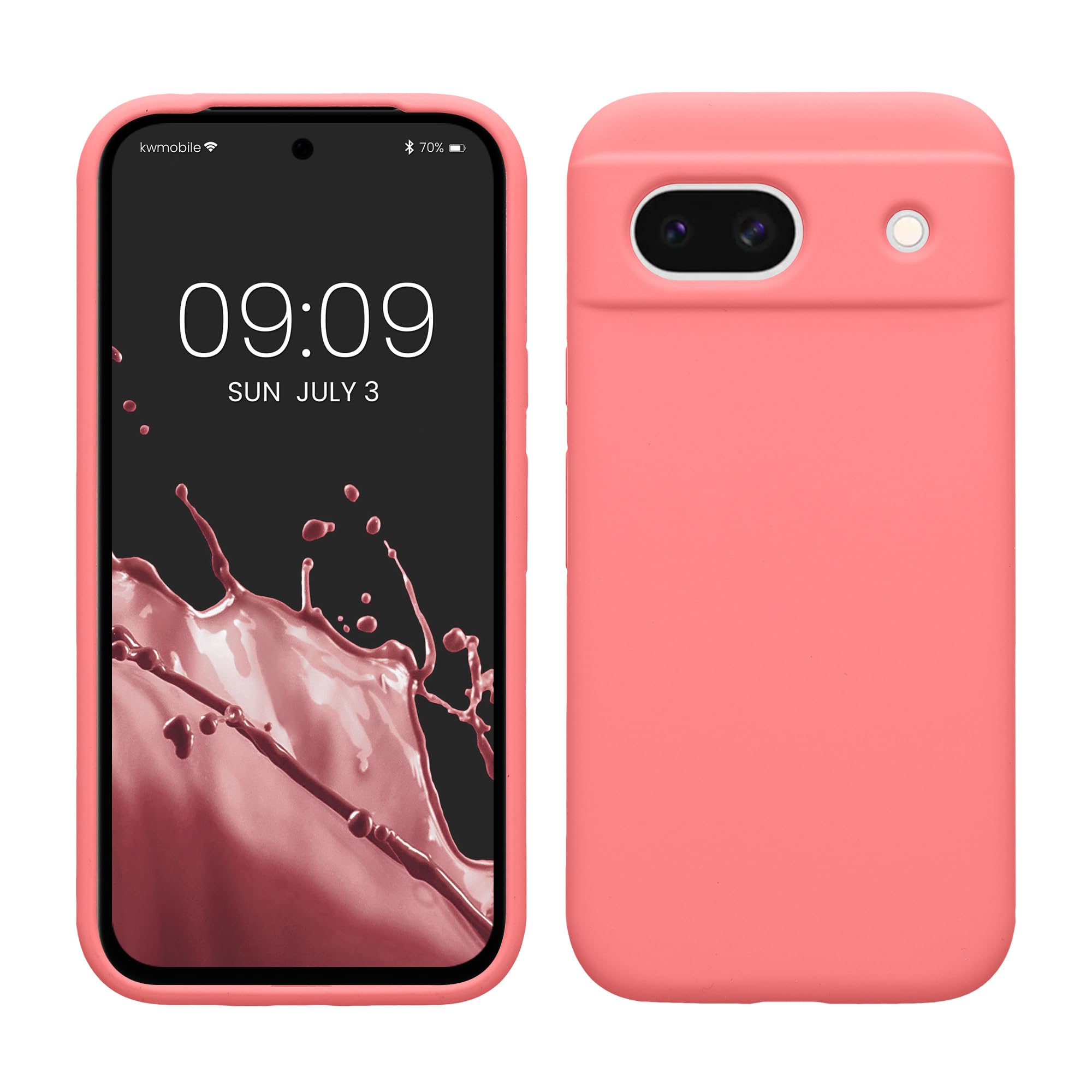 kwmobile Case Compatible with Google Pixel 8a Case - TPU Silicone Phone Cover with Soft Finish - Pastel Coral
