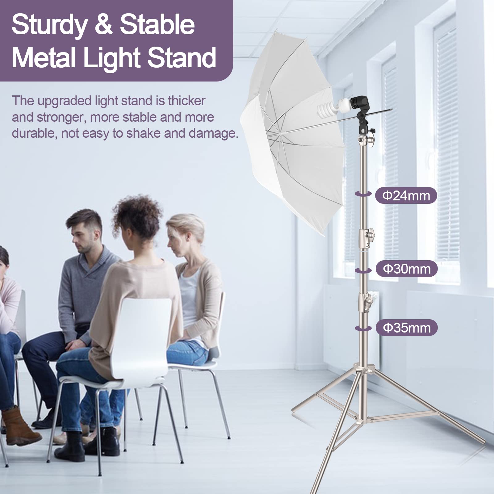 Emart 9.2Ft/2.8M Stainless Steel Light Stand, Spring Cushioned Heavy Duty Photography Tripod Stand With 1/4'' To 3/8'' Universal
