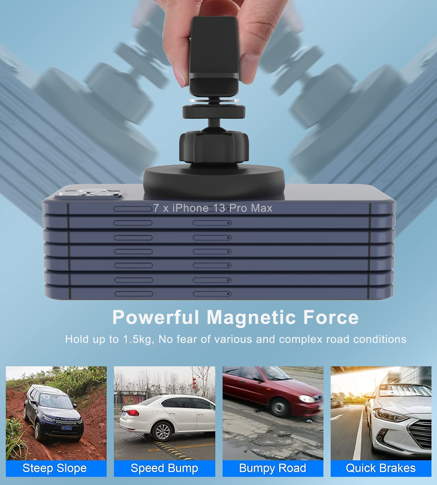 Magnetic Wireless Car Charger Mount Compatible With Magsafe Iphone 15/ Iphone 14/Iphone 13, Fast Charging Air Vent Magnet Access