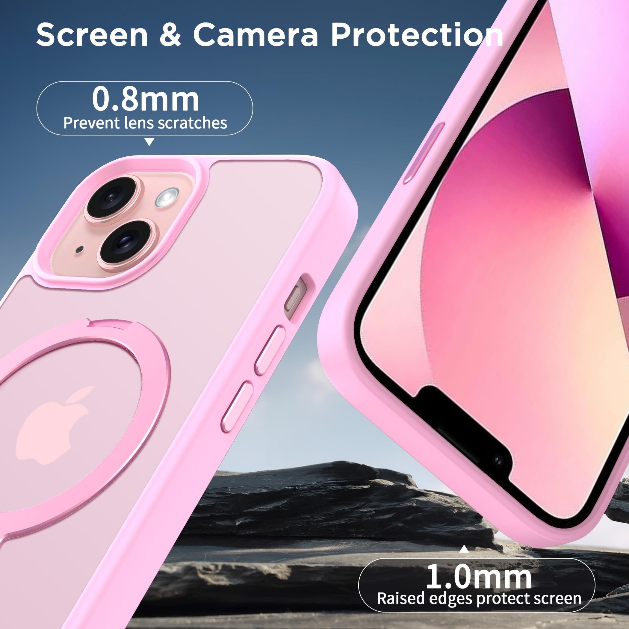 Cacoe Magnetic Case For Iphone 13/14 6.1 Inch With 360 Rotatable Ring Phone Stand,Compatible With Magsafe & Magnetic Car Phone M