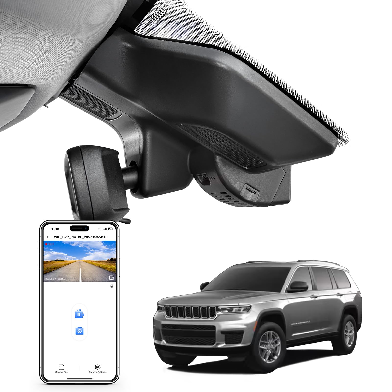 Mangoal 4K Dash Cam Custom For Gen5 Grand Cherokee 2022 2023 2024,Grand Cherokee L 2021 2024 (Model D), Laredo Limited Overland