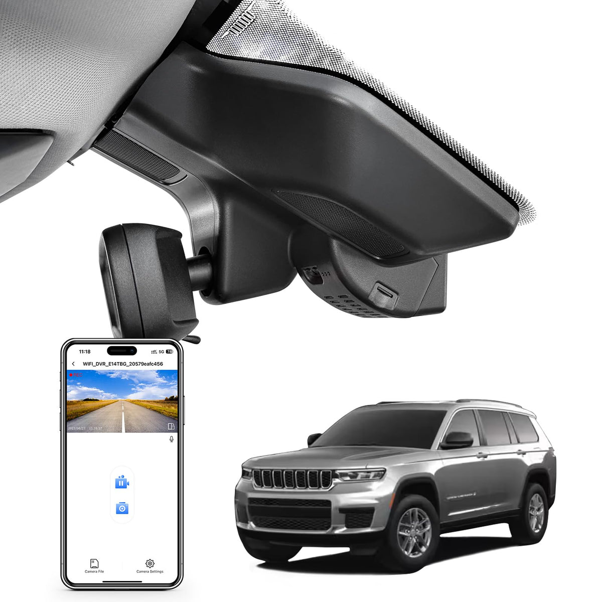 Mangoal 4K Dash Cam Custom For Gen5 Grand Cherokee 2022 2023 2024,Grand Cherokee L 2021 2024 (Model D), Laredo Limited Overland