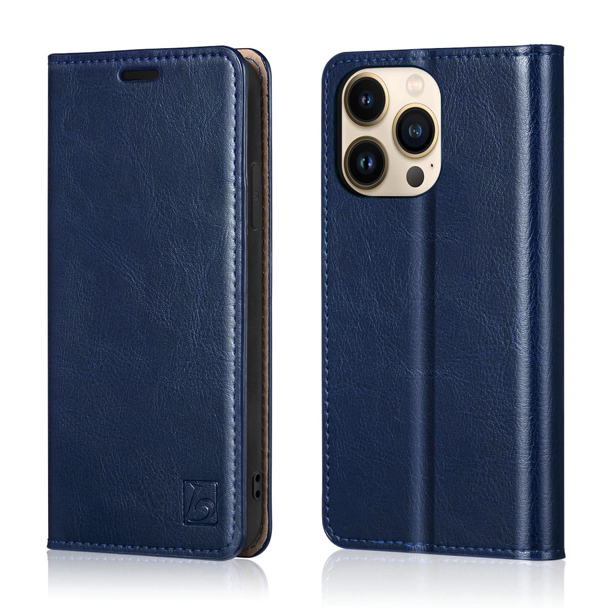 Belemay Case For Iphone 14 Pro Max Case Wallet Genuine Leather Flip Phone Case Rfid Blocking Card Holders Shockproof Tpu Shell F
