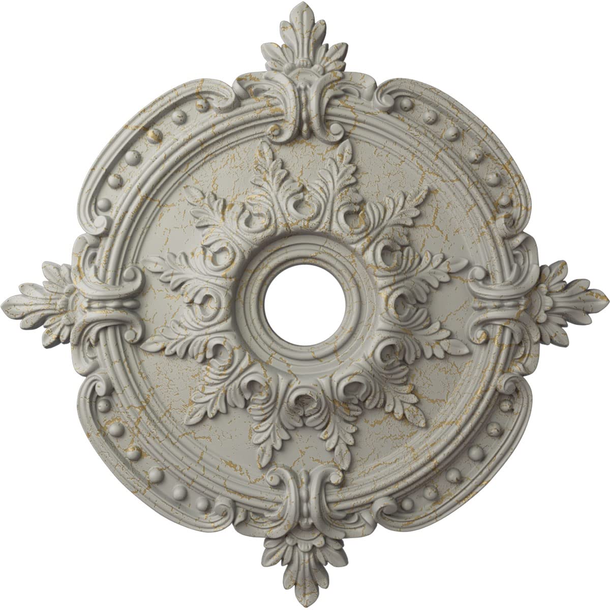 Ekena Millwork Cm28Bepcc Benson Classic Ceiling Medallion, 28 3/8''Od X 3 3/4''Id X 1 5/8''P, Hand Painted Pot Of Cream Crackle