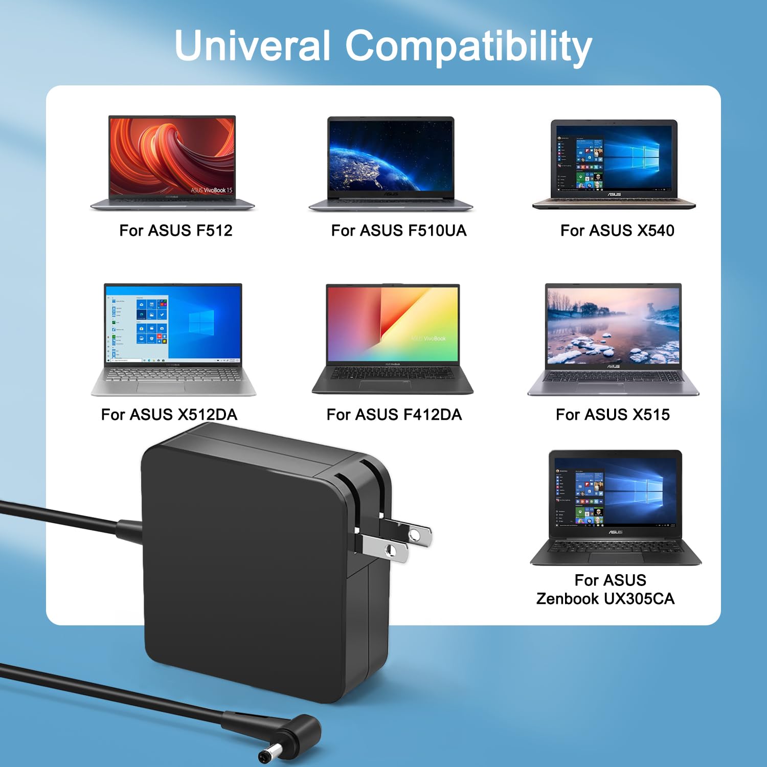 Dongni 65W Vivobook Charger For Asus Vivobook 17 15 X540 X540S X540Sa X540Ua X540L X540La X512 X512D X512Da F512Fa F512Da F512F