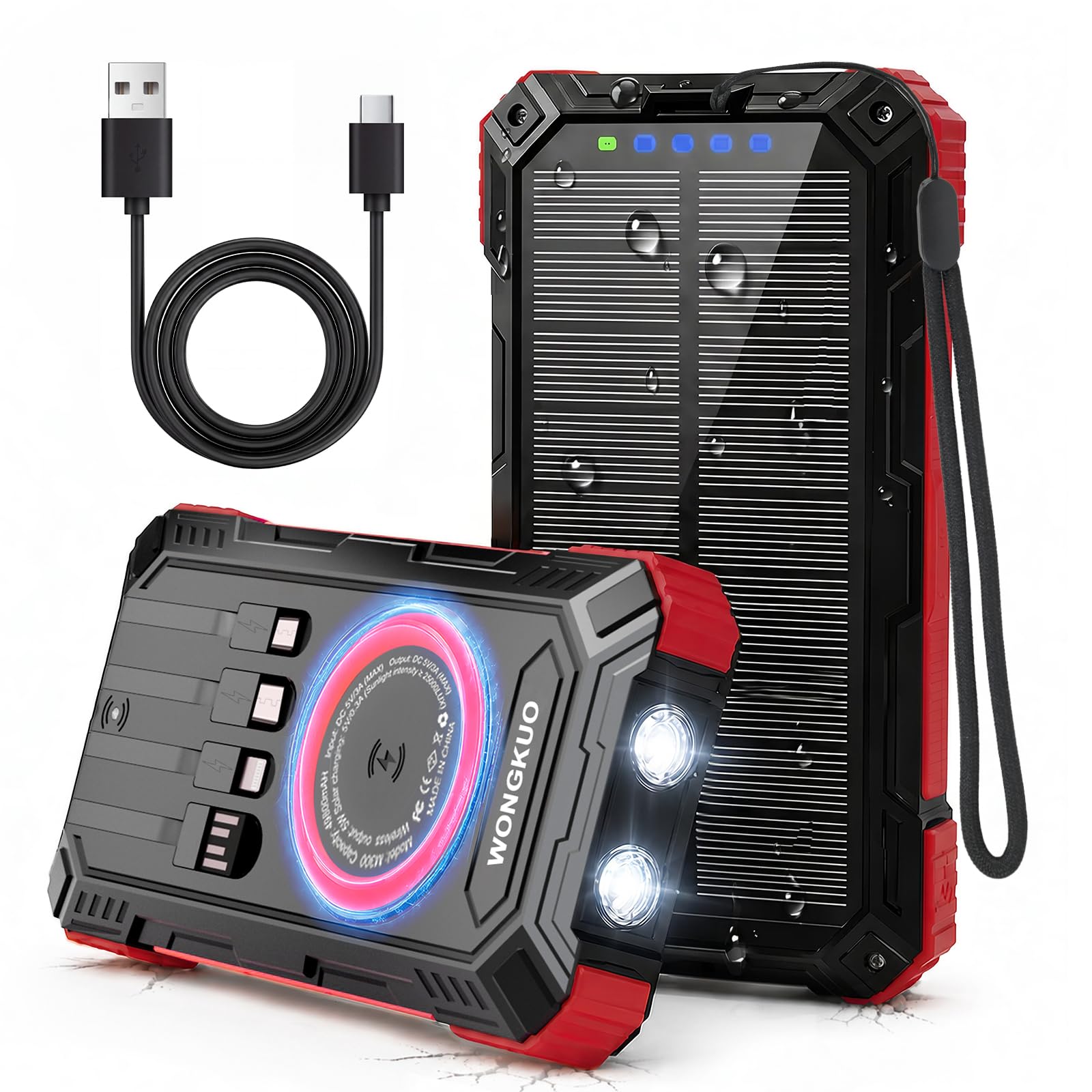 Solar Charger Power Bank  49800mAh QC3.0 Fast Charging Portable Charger