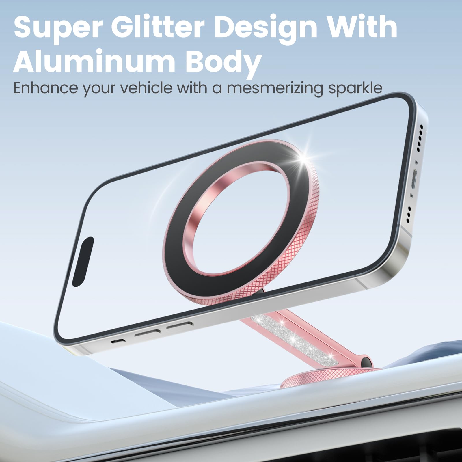 Pikabo For Magsafe Car Mount, Magnetic Phone Holder For Car, Car Phone Holder For Dashboard And Tesla Screen, Made Of Aluminum A