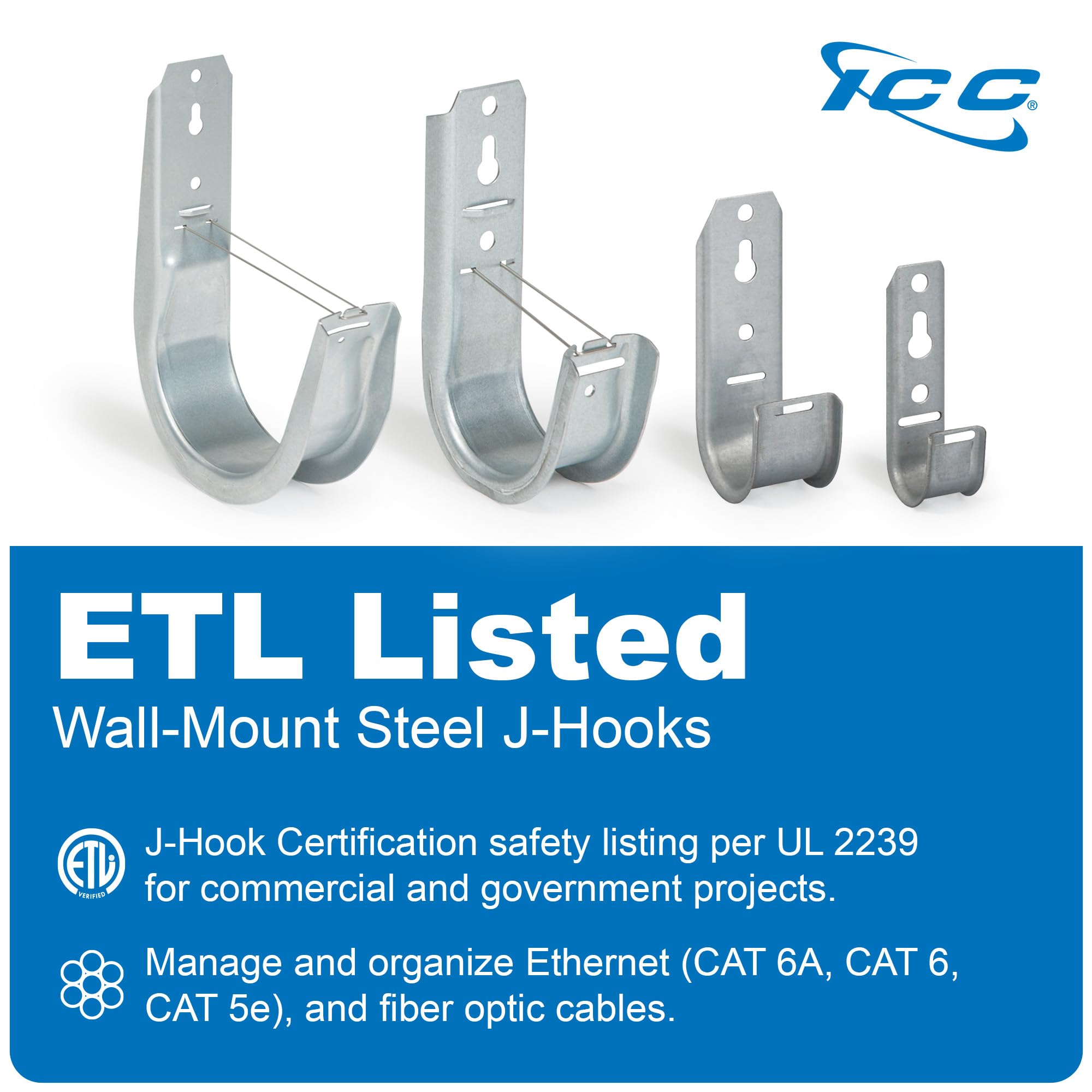 Icc 2'' Wall Mount J Hook In 25 Pack