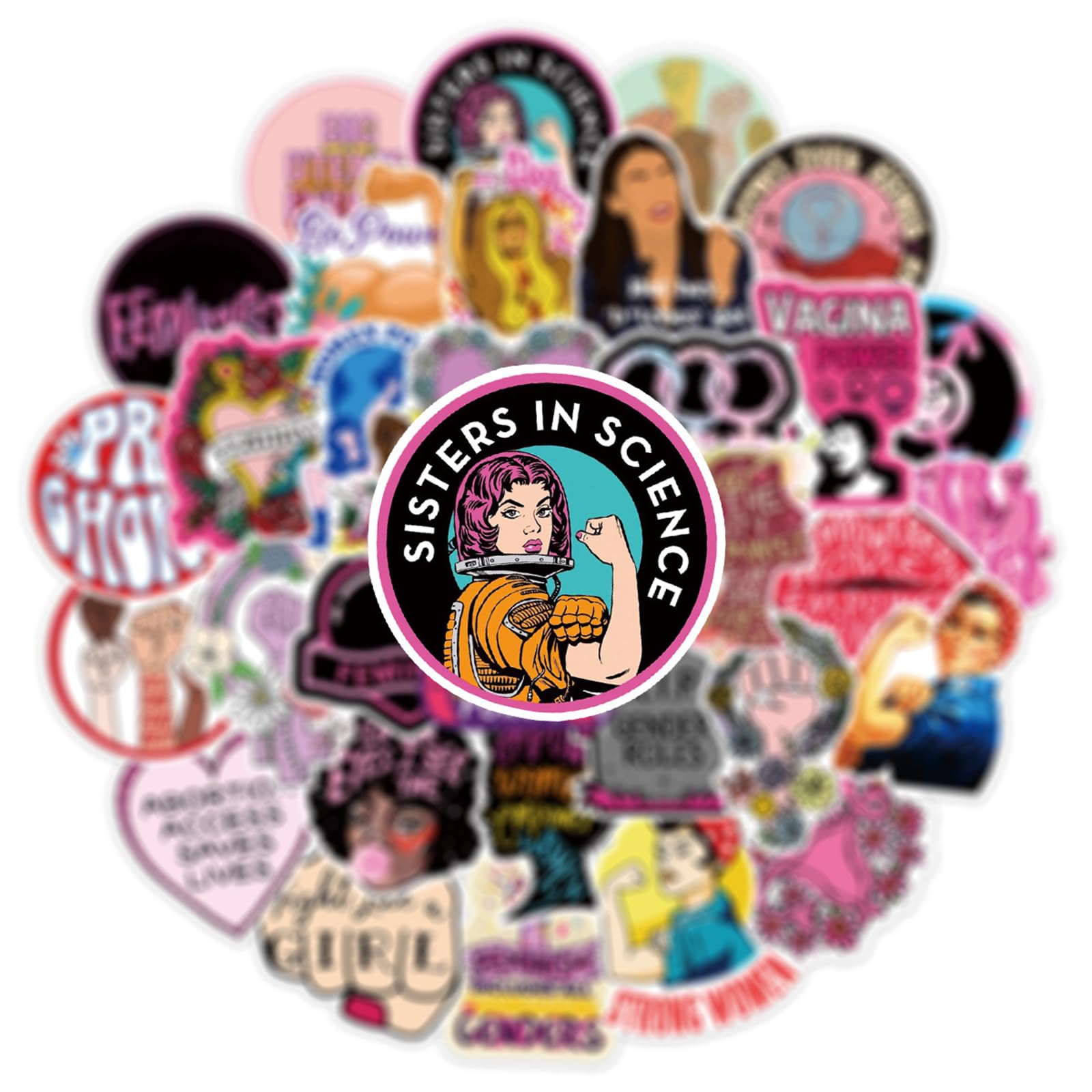 Feminist Stickers 50Pcs Women'S Libbers Equal Rights For Women, Girl Power Stickers Liberal Feminism Stickers Water Bottle Water