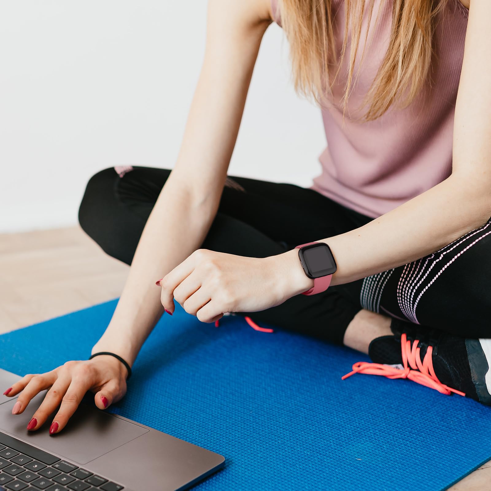 AK Silicone Bands for Fitbit Versa - Coral Red Soft Straps Replacement Wristbands for Versa 2 Smart Watch