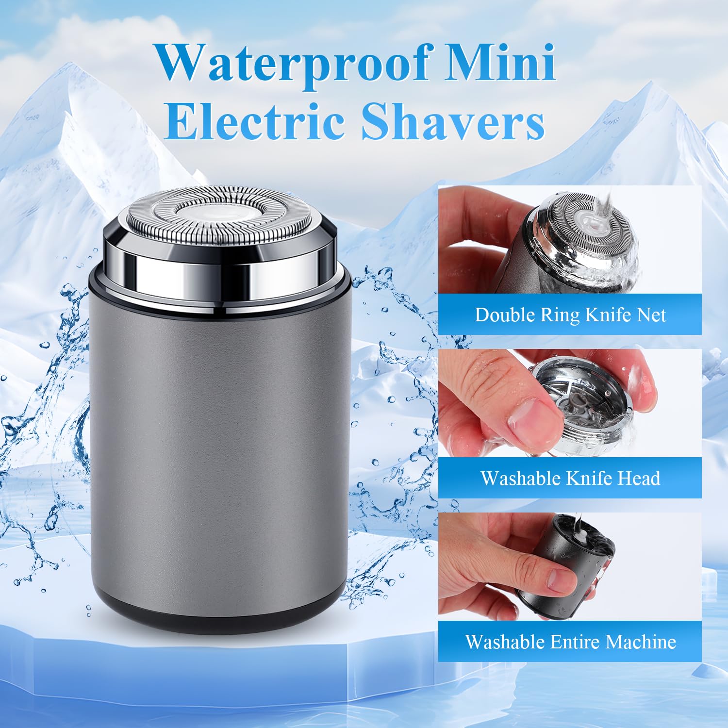 Rechargeable Electric Shaver For Men,2025 New Mini Electric Shavers Portable,Pocket Size Washable Electric Razor,Double Ring Mag