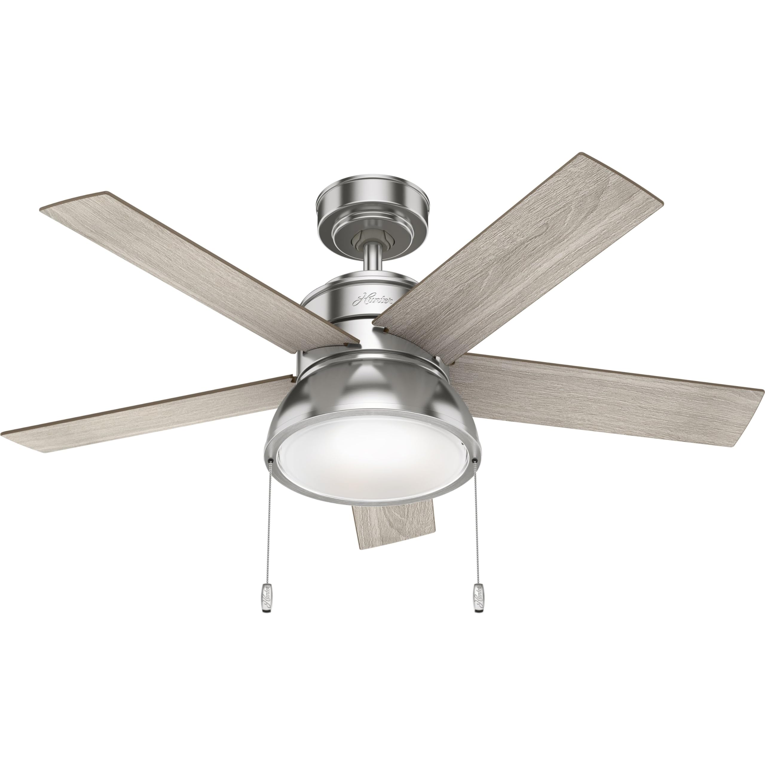 Hunter 44 inch Indoor Ceiling Fan with LED Light - Ceiling Fan with Pull Chain, For Bedroom, Living Room, or Kitchen, Standard M