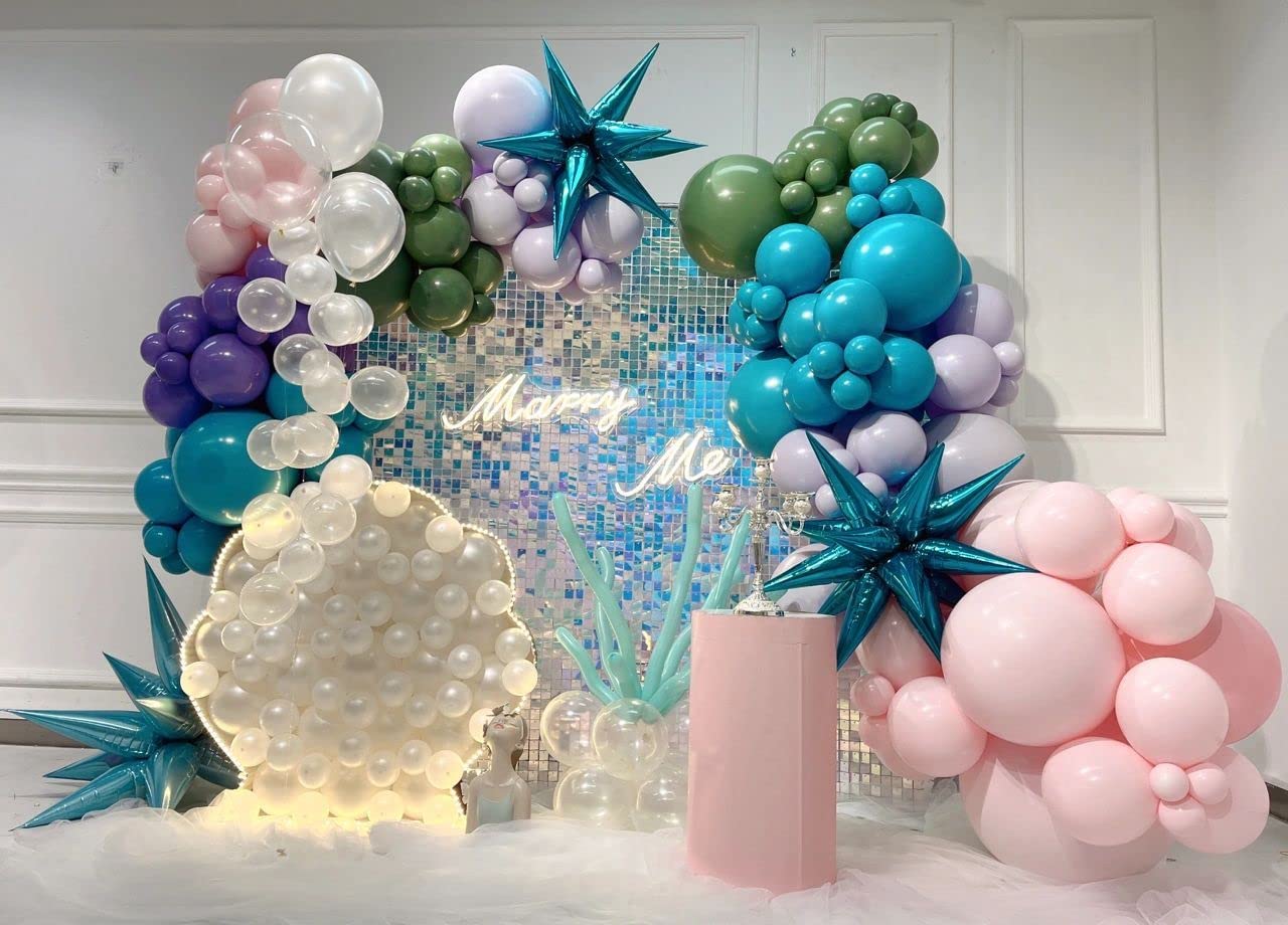 Kate Square Rainbow Blue Sequin Wall Panels Wedding Decoration Wall Shimmer Birthday Party (Pack Of 12)