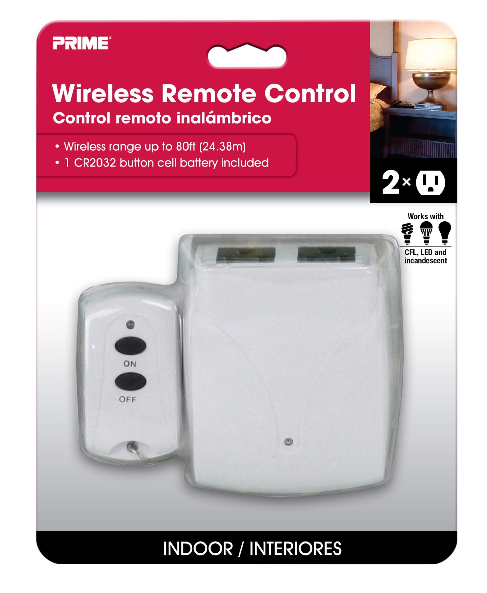 Prime Wire & Cable Tnrc21 1 Pk 2 Outlet Wall Tap With Remote, White