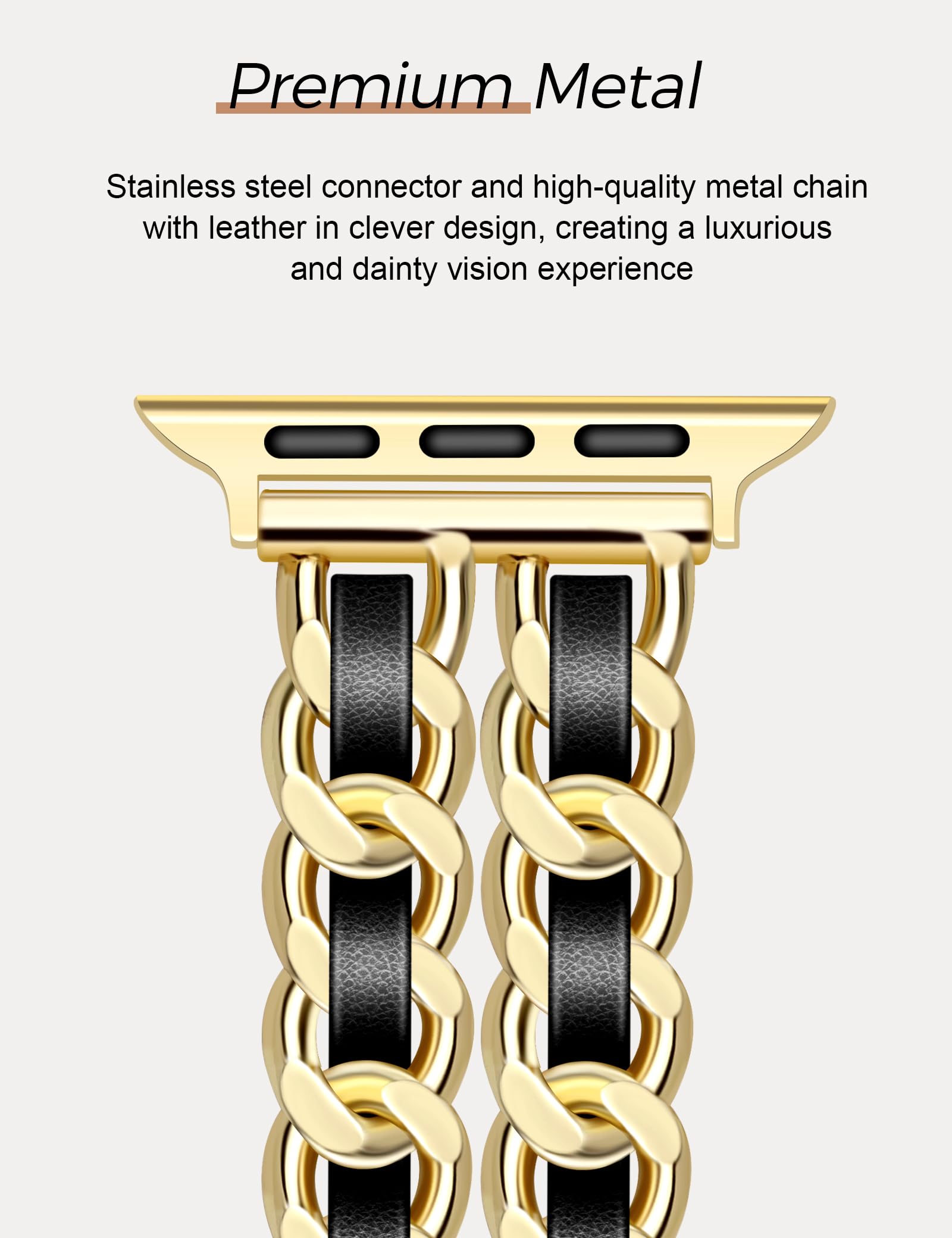 Jr.Dm Gold Watch Bands For Women Compatible With Apple Watch Band Leather 42Mm(S3/2/1) 44Mm 45Mm 46Mm 49Mm Adjustable Metal Band