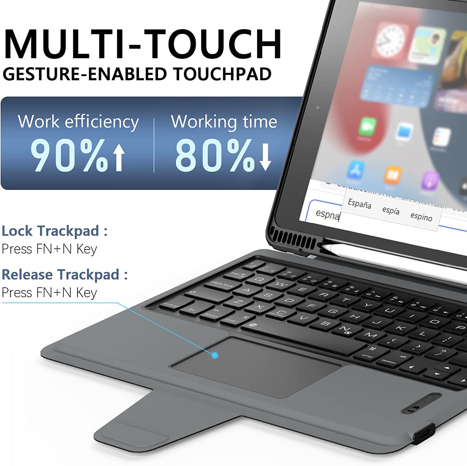 Nillkin Ipad 9Th Generation Case With Detachable Keyboard 10.2'', 2021, With Kickstand Pencil Holder, For Ipad 8Th Generation 20